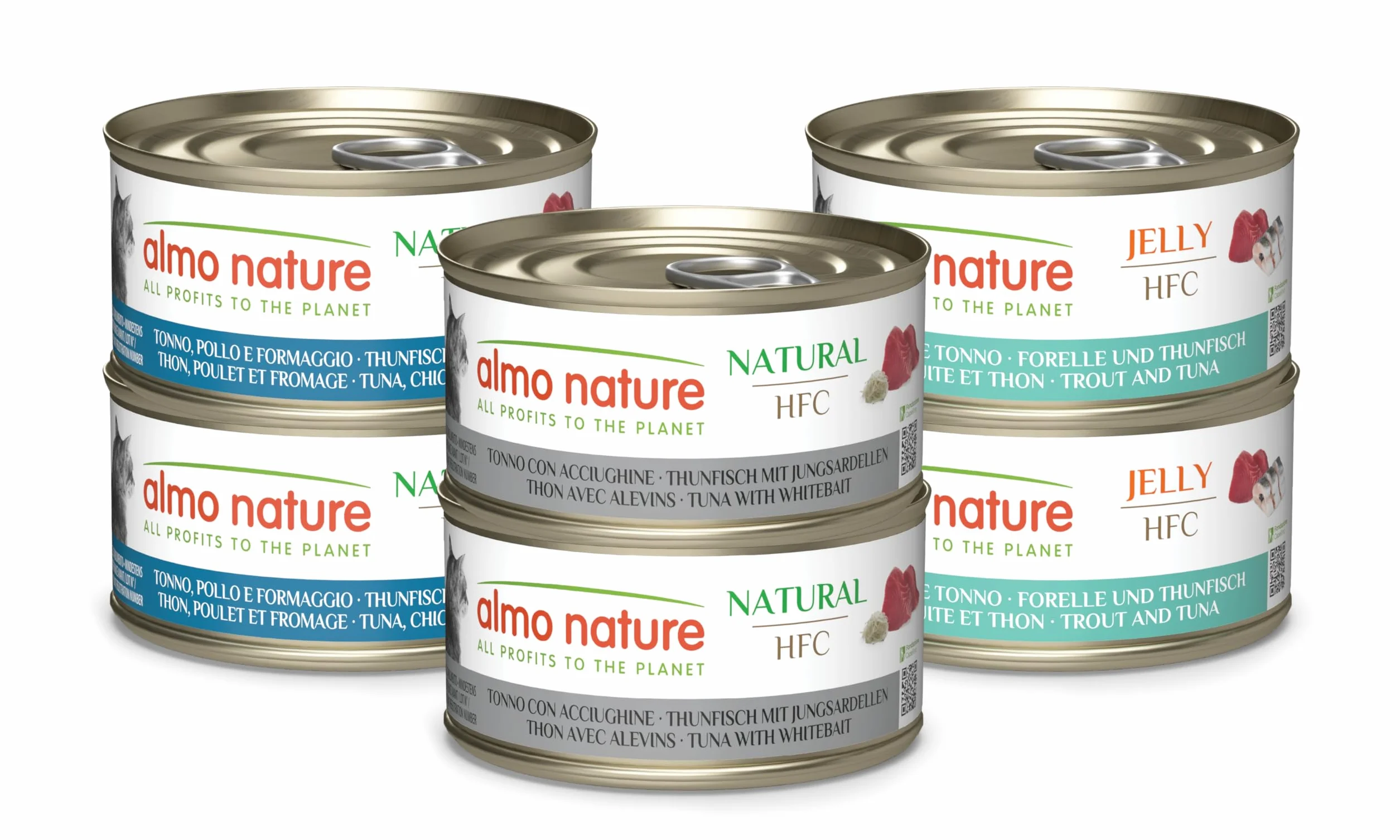 Almo Nature Hfc Natural Karma dla Kotów, Kurczak/Tuńczyk/Ryby, 6 x 70 g