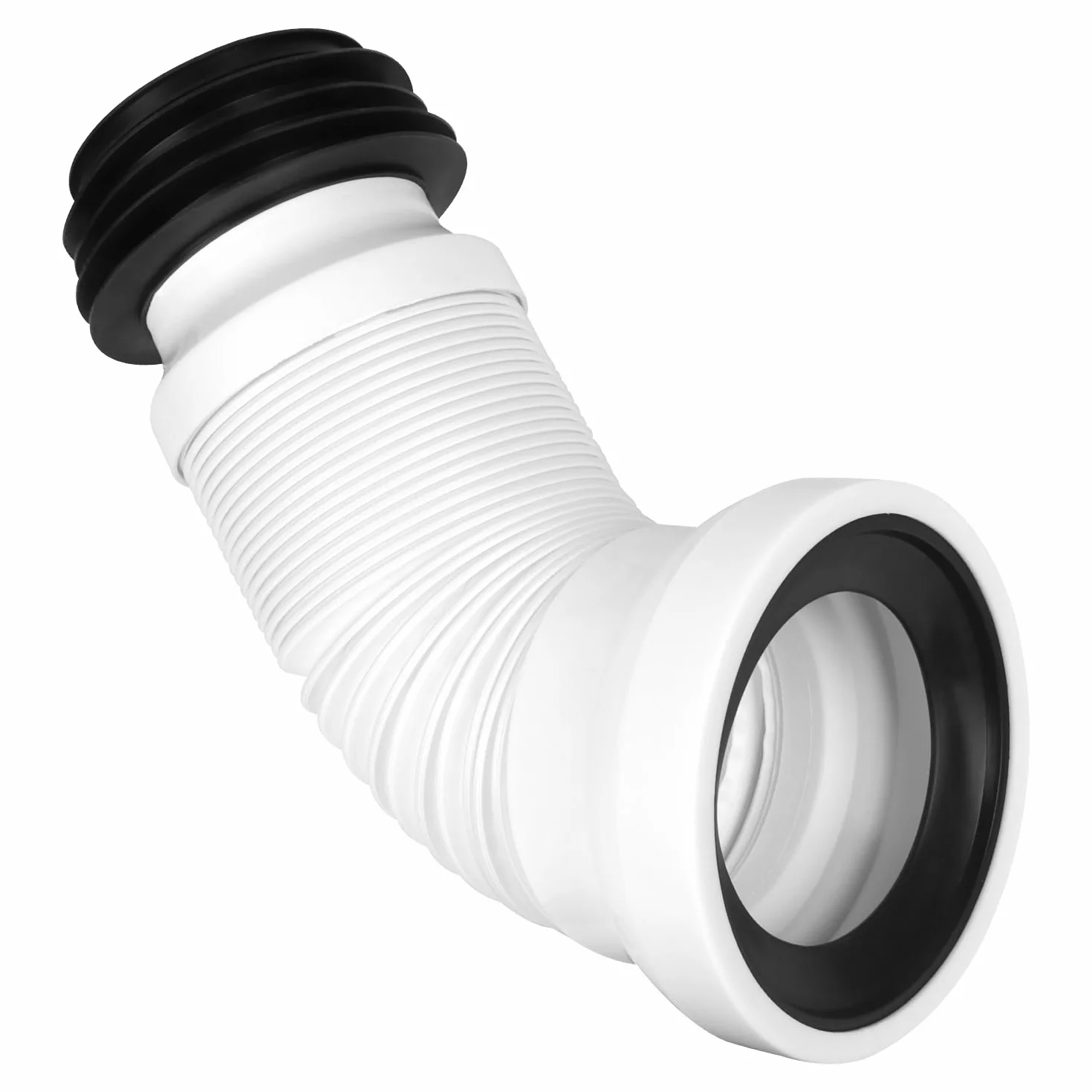 KOVACQ Elastyczna rura odpływowa WC, przedłużka 250-500 mm, regulowana, uniwersalna, pasuje do konfiguracji Ale, rura toaletowa, króciec przyłączeniowy do uniwersalnego odpływu WC (biała)