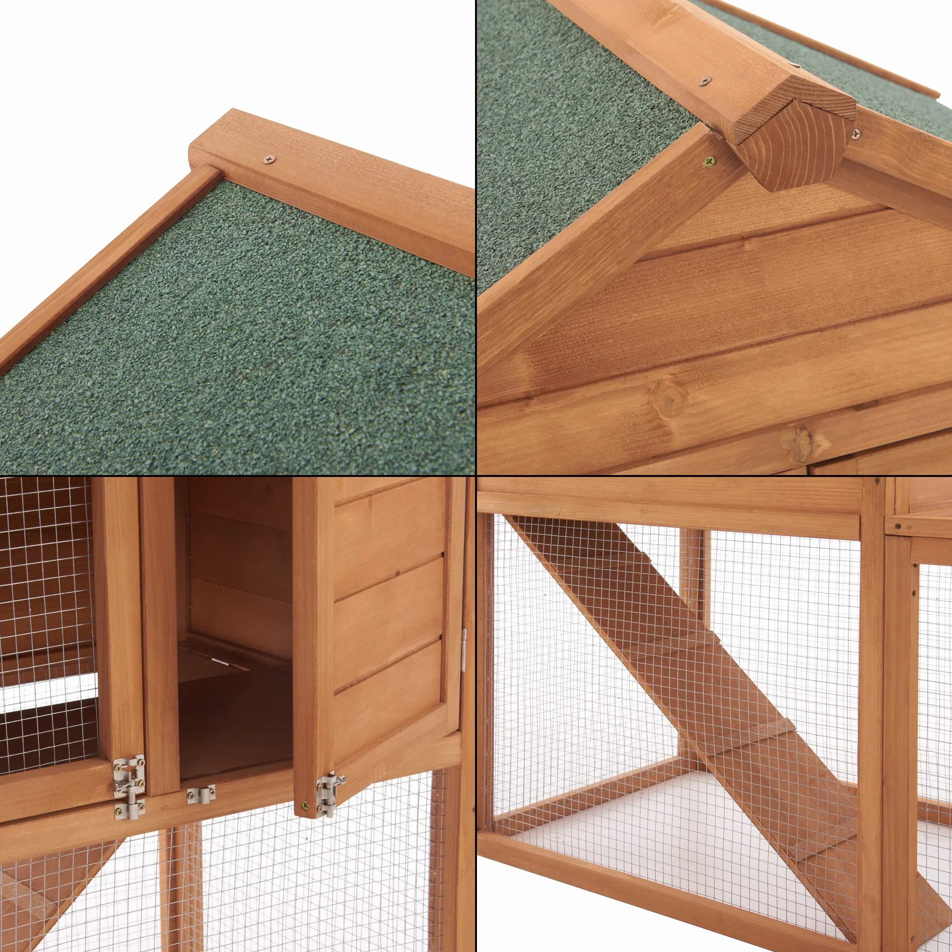 [en.casa] Kelkheim domek dla królików, 110 x 160 x 61 cm, domek dla królików, podwójny poziom, wybieg dla małych zwierząt, domek dla gryzoni z dachem bitumicznym drewno jodłowe