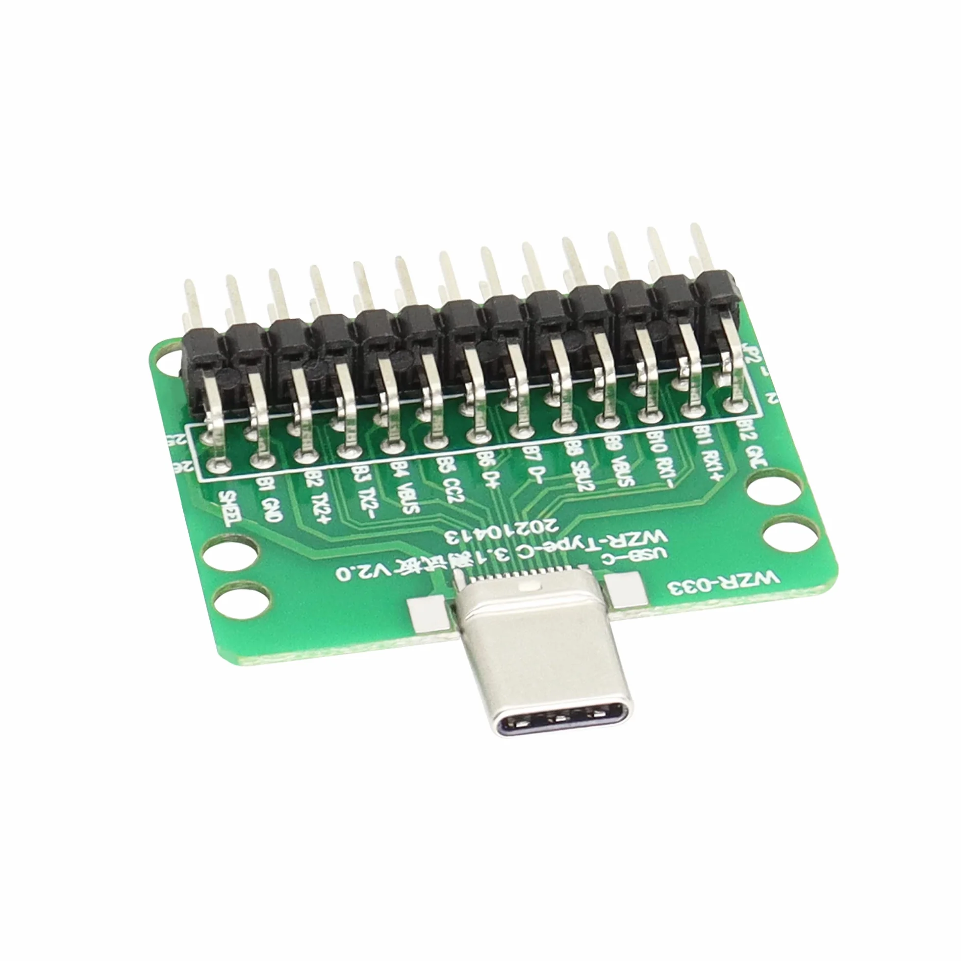 QIANRENON Type-c żeńska płytka testowa PCB dwustronna 2 x 13p wygięty pin płytka rozbijająca linia danych testowa prototypowanie i połączenie płyty prototypowej.