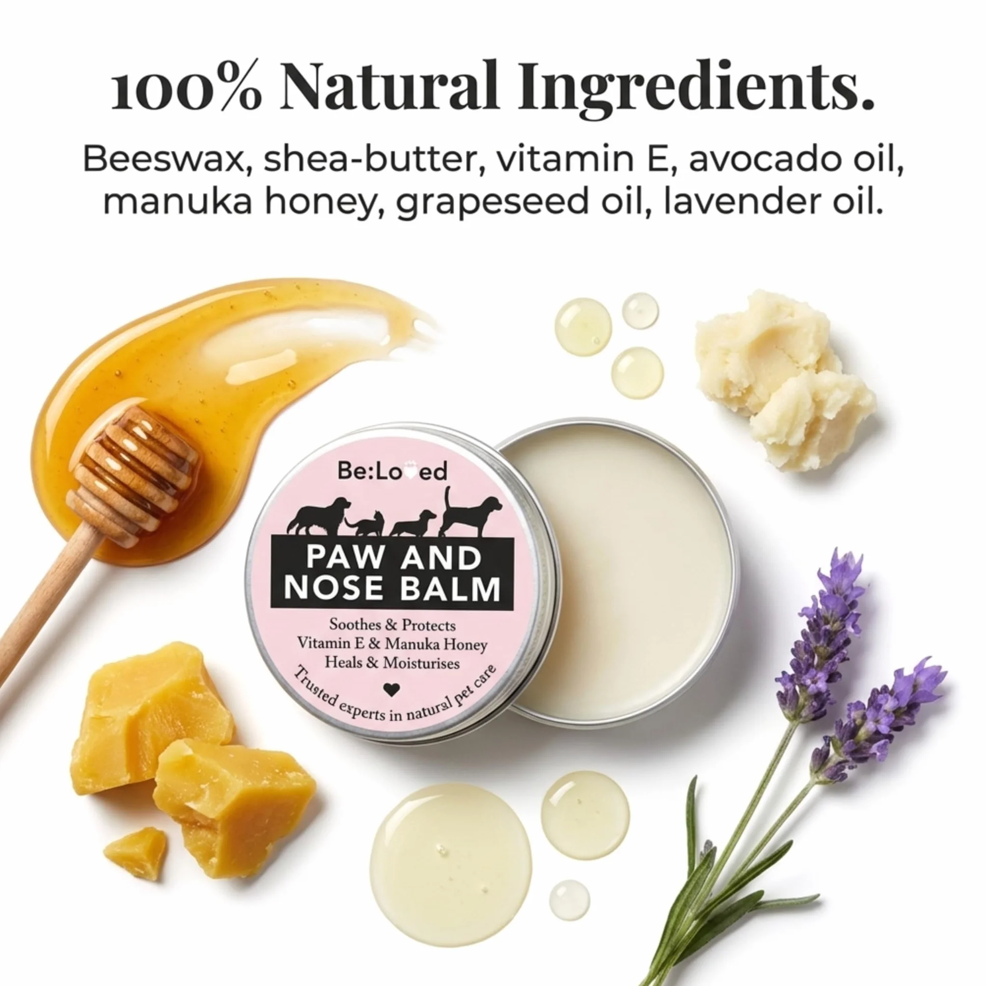 Będ: miękka łapa i balsam do nosa kojący i pielęgnacyjny, naturalne składniki witamina E i miód manuka, 60 g