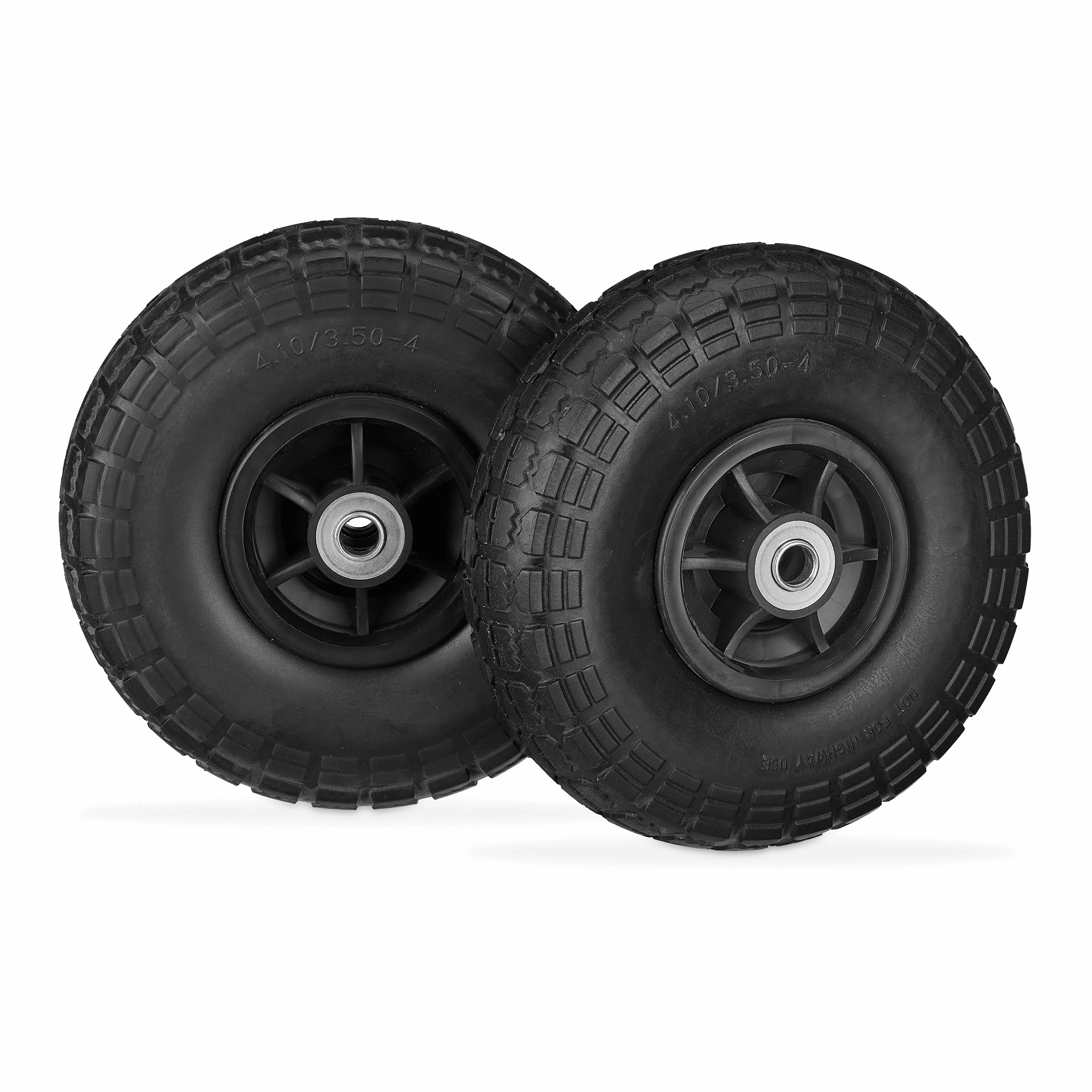 Relaxdays 2 x koło do wózka transportowego, odporne na przebicie, opony z pełnej gumy, 4,1/3,5-4", oś 16 mm, do 150 kg, 260 x 85 mm, czarne