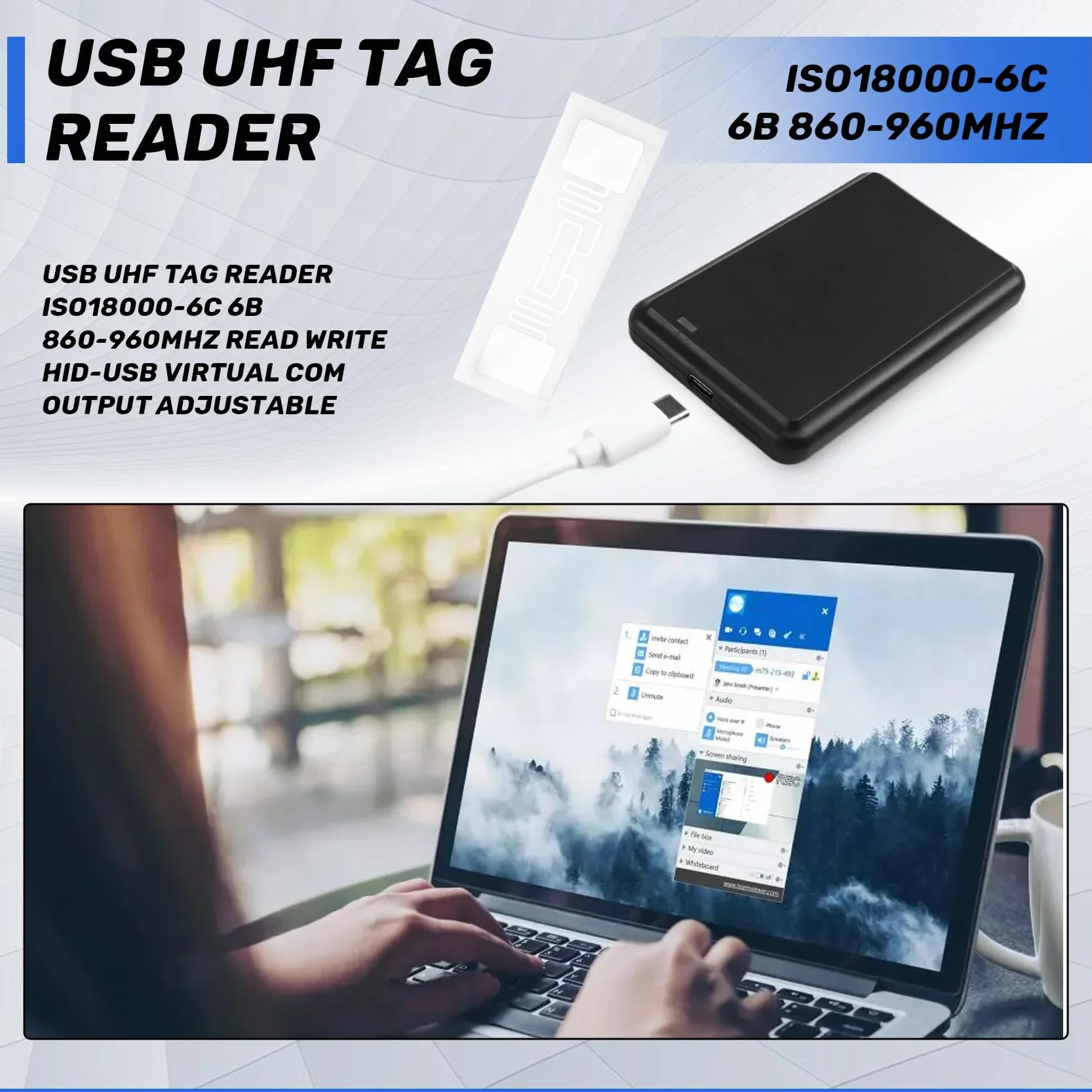 TsoLay USB ISO18000-6C 6B 860-960 MHz, odczyt i zapis, wyjście HID-USB Virtual COM regulowane