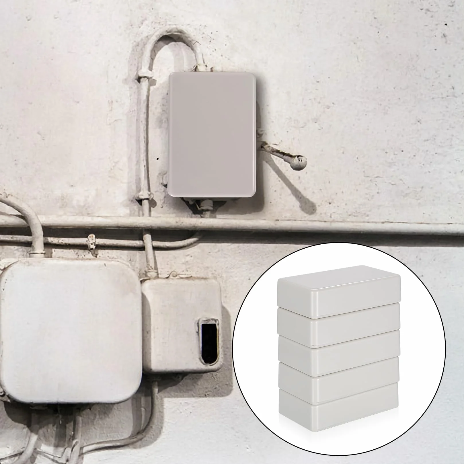 Plastikowe pudełko projektowe, elektroniczna skrzynka przyłączeniowa, obudowa do elektroniki, zasilanie, skrzynka na instrumenty (biała, 100 x 60 x 25 mm)