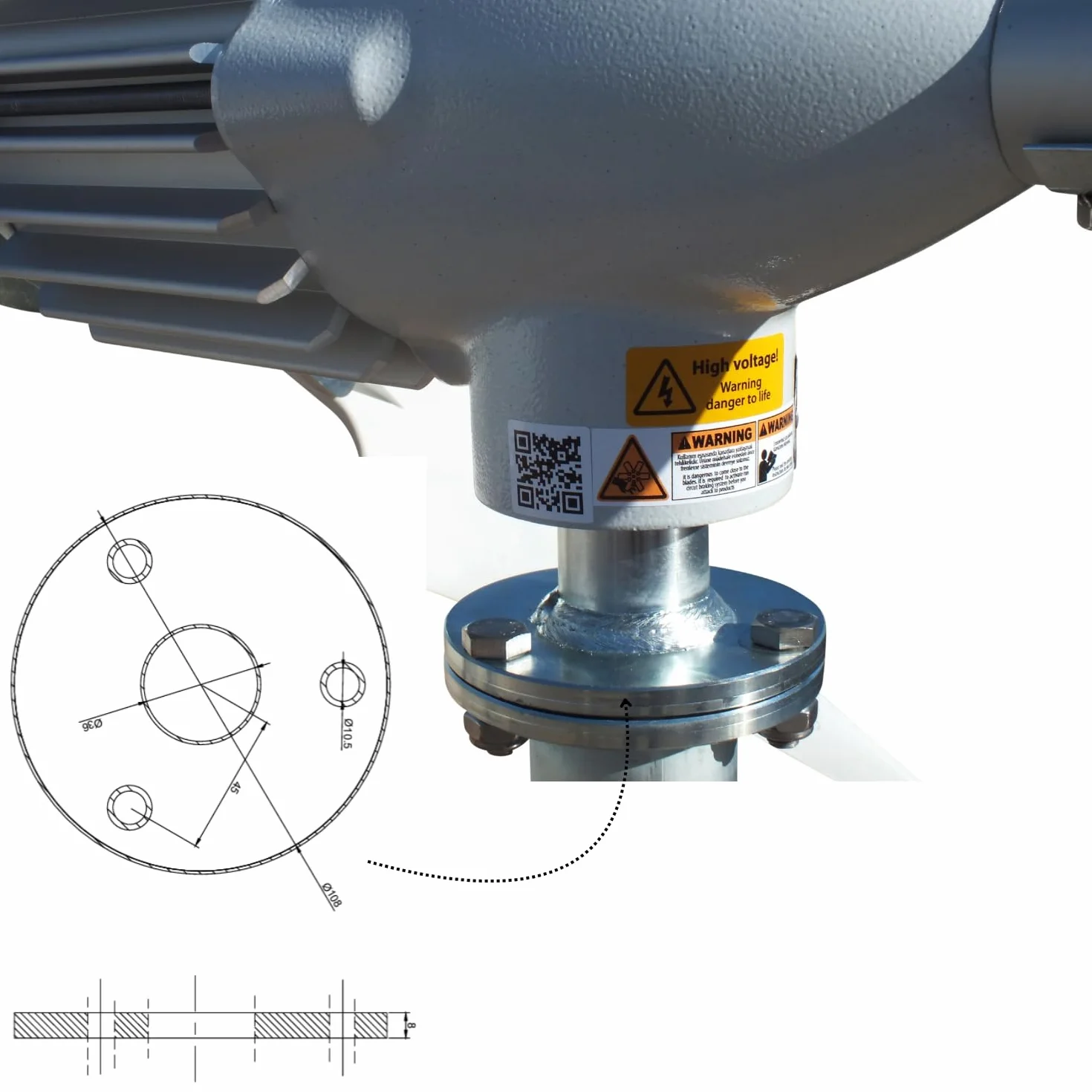 Turbina wiatrowa i-1500 W, turbina wiatrowa 48 V, skrzydła w kolorze białym (1500 W, 48 V)