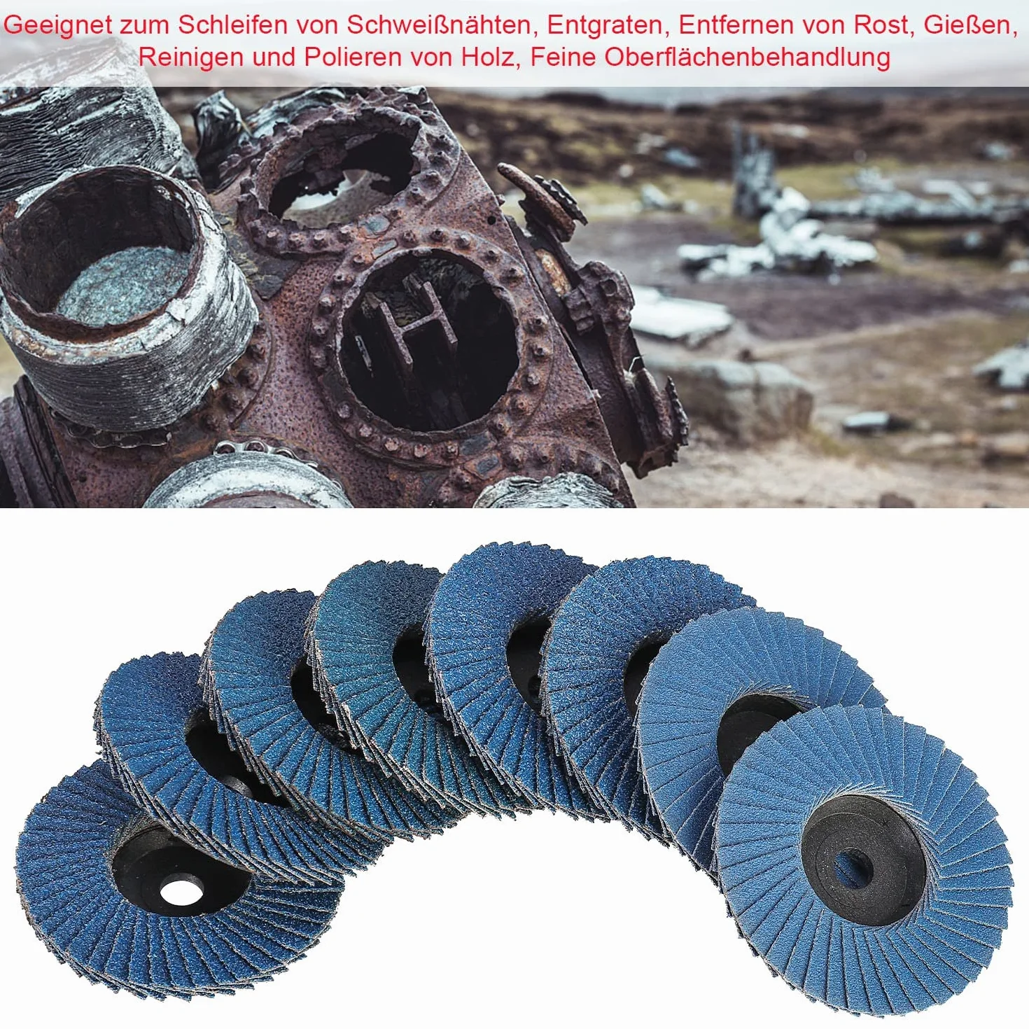 CruSio Tarcze Listkowe Zestaw 8 Tarcz Lamelkowych 76 Mm X 10 Mm Ziarnistość 40/60/80/120 Zestaw Mieszający Niebieskie Tarcze Lamelkowe Tarcze Wachlarzowe Tarcze Ścierne Do Mopa Do Szlifierki Kątowej