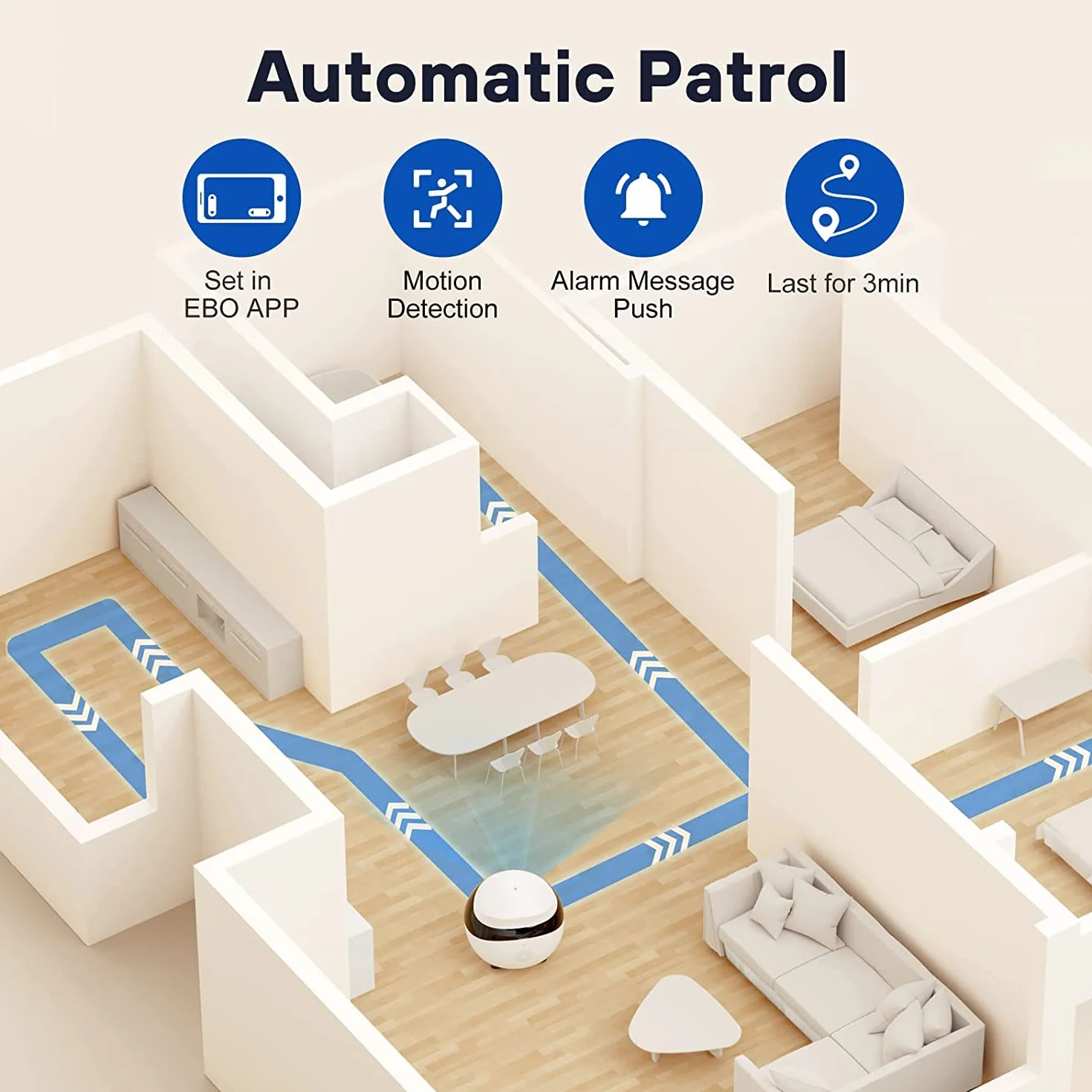 Enabot EBO SE Robotyczna kamera dla zwierząt domowych z kółkami, kamerą monitorującą 1080p, automatycznym rejsem, dwukierunkowym dźwiękiem i noktowizorem