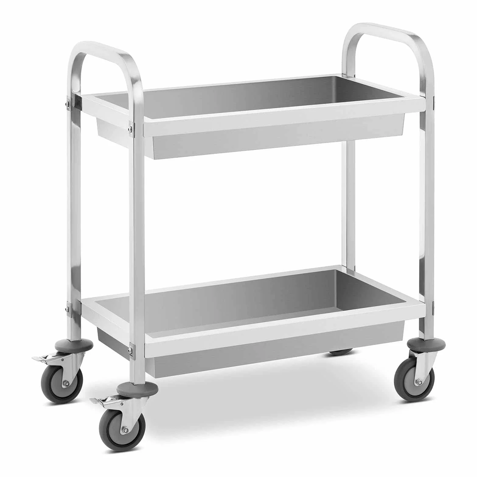 Royal Catering RCSW-102 wózek do serwowania, na 2 półki, 62,6 x 33,5 x 10 cm, 72 kg, wózek kuchenny, stal nierdzewna, wózek kuchenny