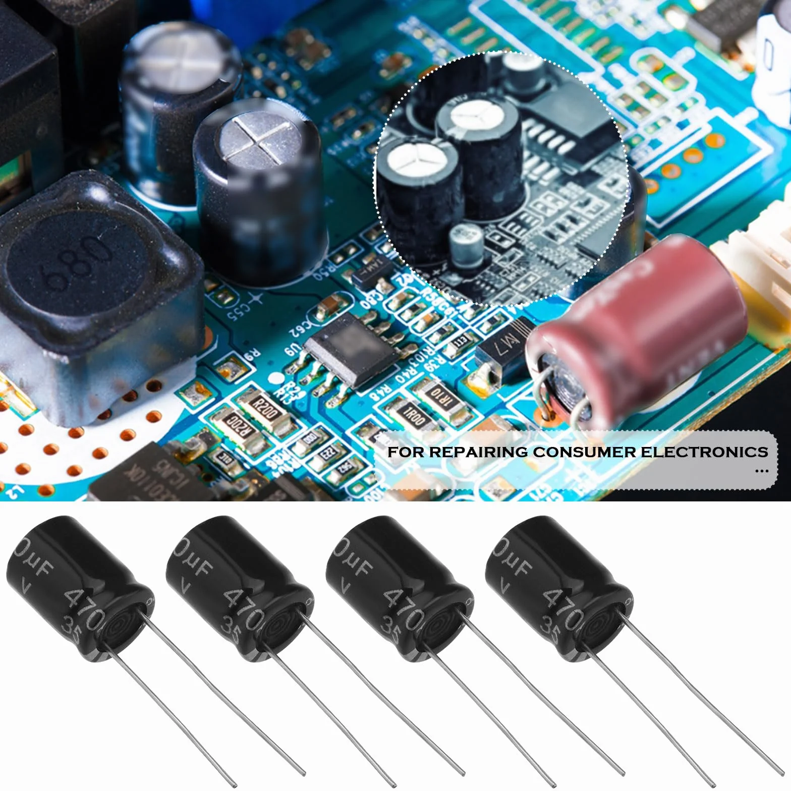Kondensatory 470uf 35V aluminiowe promieniowe kondensatory elektrolityczne 105C wysoka temperatura do naprawy elektroniki, oświetlenie LED, wzmacniacze audio, 10 x 13 mm
