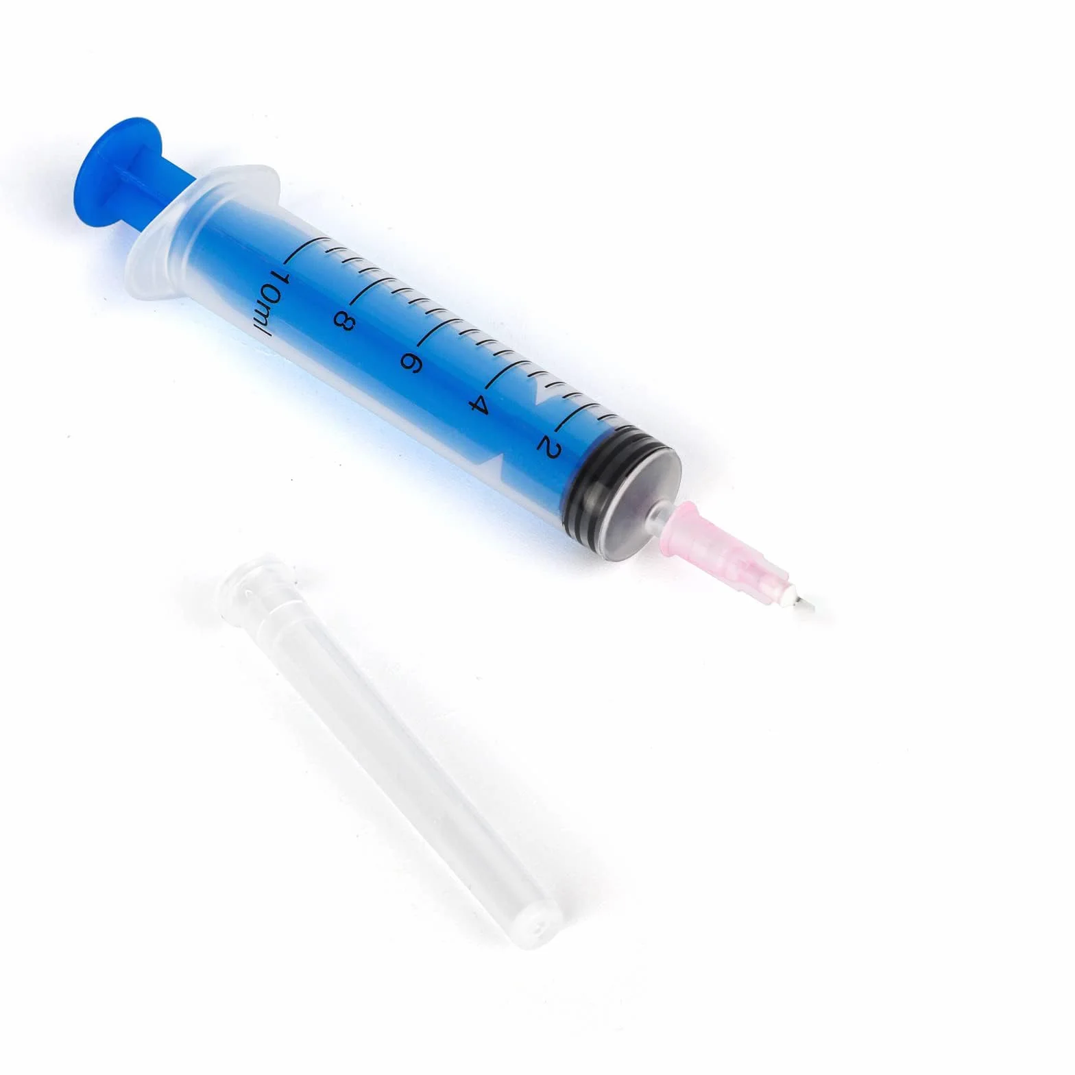 6 sztuk strzykawek 10 ml, strzykawki z igłą z tępą igłą i pokrywką, precyzyjne dozowanie/wyjmowanie płynu, jednorazowe strzykawki do hobby, do karmienia zwierząt, do ogrodu, kleju i napełniania płynem