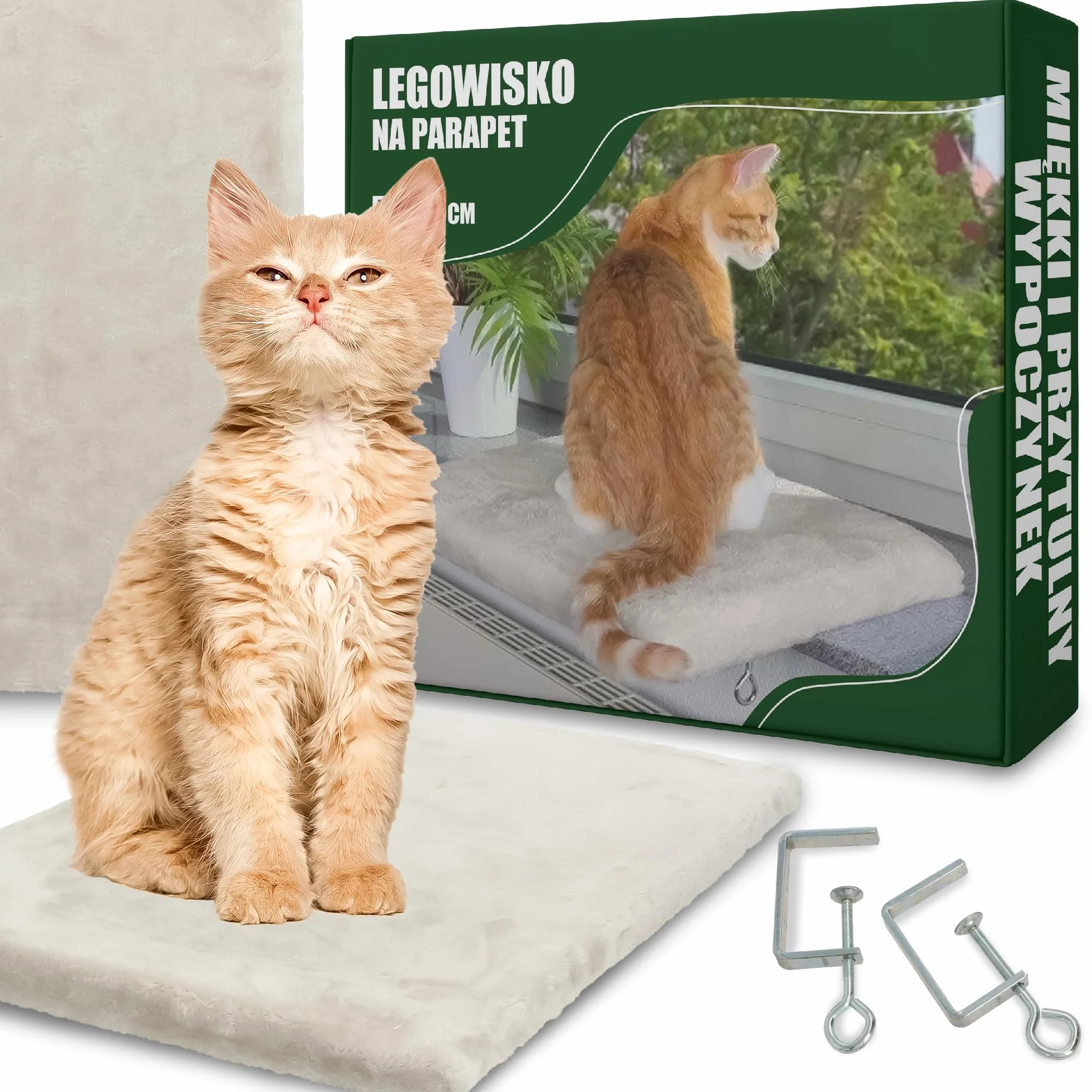 Legowisko na Parapet dla Kota 51 x 36 cm Kotów Kociąt Posłanie Łóżko Poduszka Miejsce Obserwacji na Okno Okienne Puszyste Wygodne Miękkie Zdejmowane Trwałe Siedzisko Wylegiwania Odpoczynku