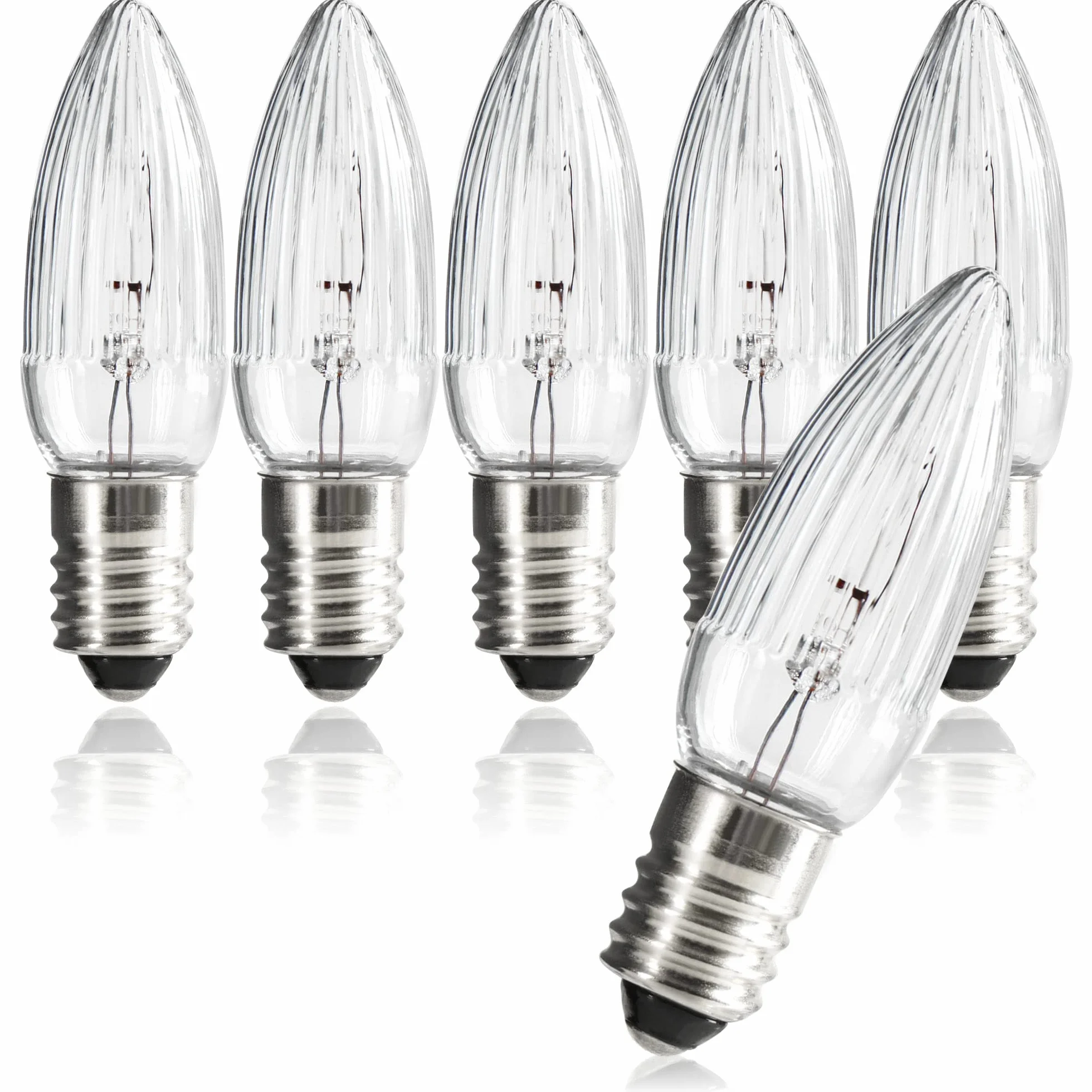 COM-FOUR® 6x swiece faliste do luków Schwipp z 7 lampami - zapasowe zarówki do lampek lub piramid - 34V / 3W, z gwintem E10 (06 sztuk - 34V)