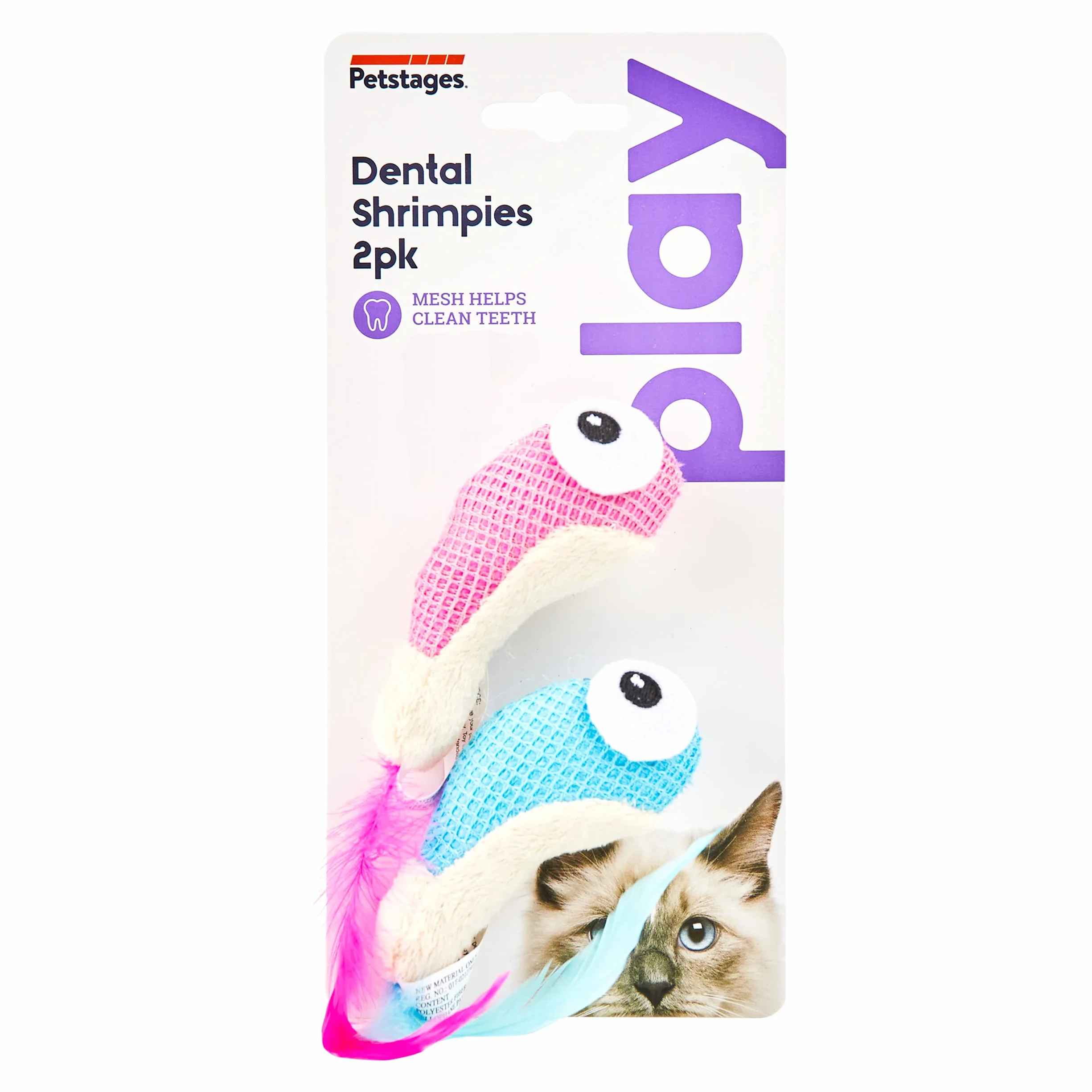 Petstages Dental Shrimpies - Gryzak dla kota - z kocimiętką - dba o zdrowe zęby - wielobarwna - 2-pak