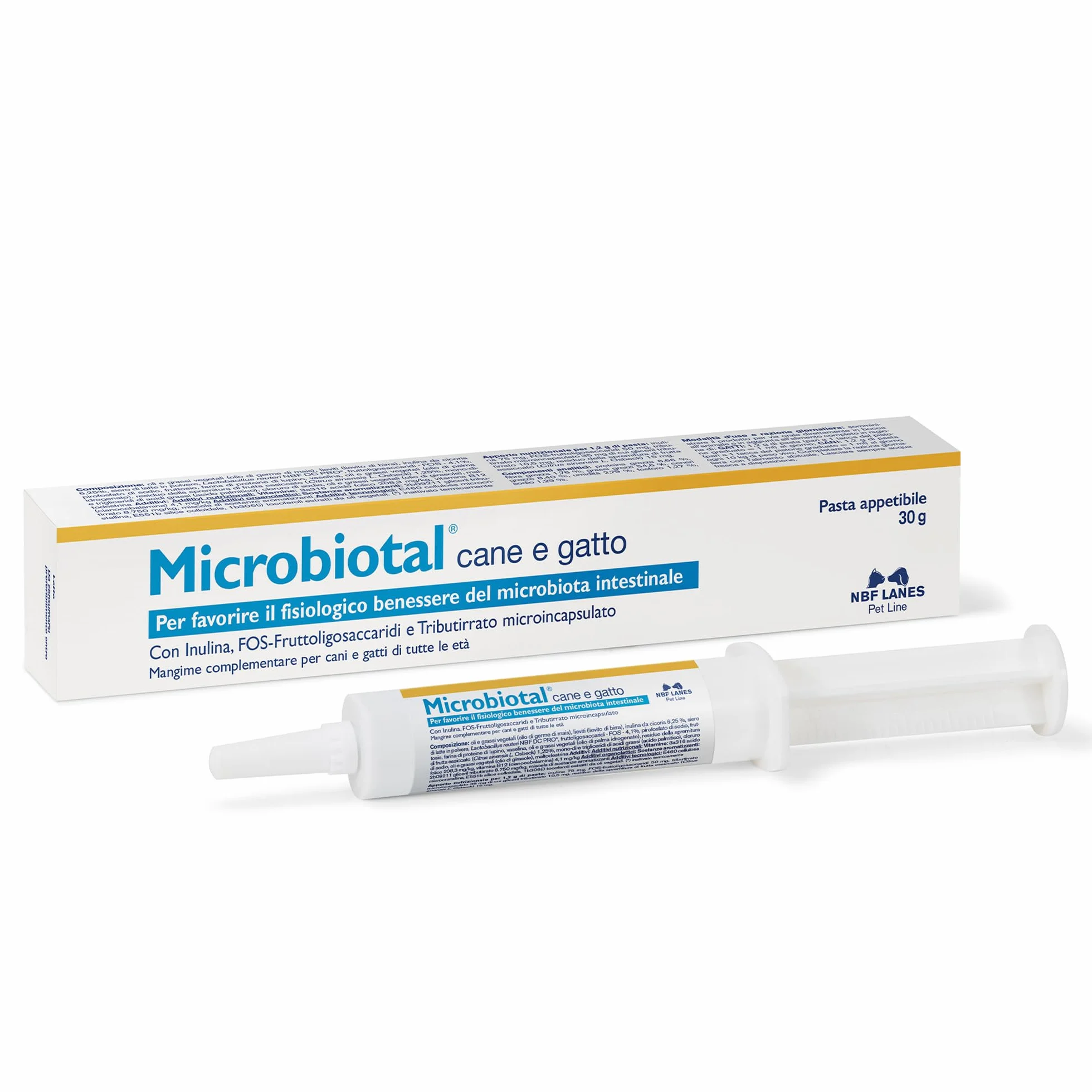 NBF Lanes Mikrobiologiczna pasta dla psów i kotów, 30 g, wspomagająca fizjologiczne samopoczucie mikrobiologii jelitowej