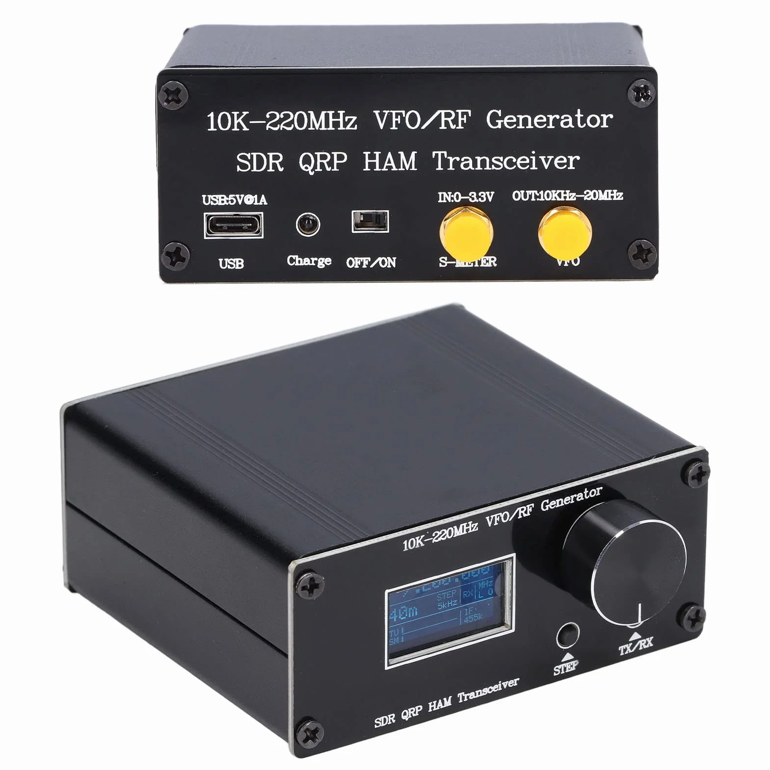 Nadajnik-odbiornik SDR QRP HF, Oscylator o Zmiennej Częstotliwości 10K-220 MHz, Oscylator o Zmiennej Częstotliwości HAM Generator VFO RF, Nadajnik-odbiornik Radiowy HAM, z Kablem do Transmisji Danych