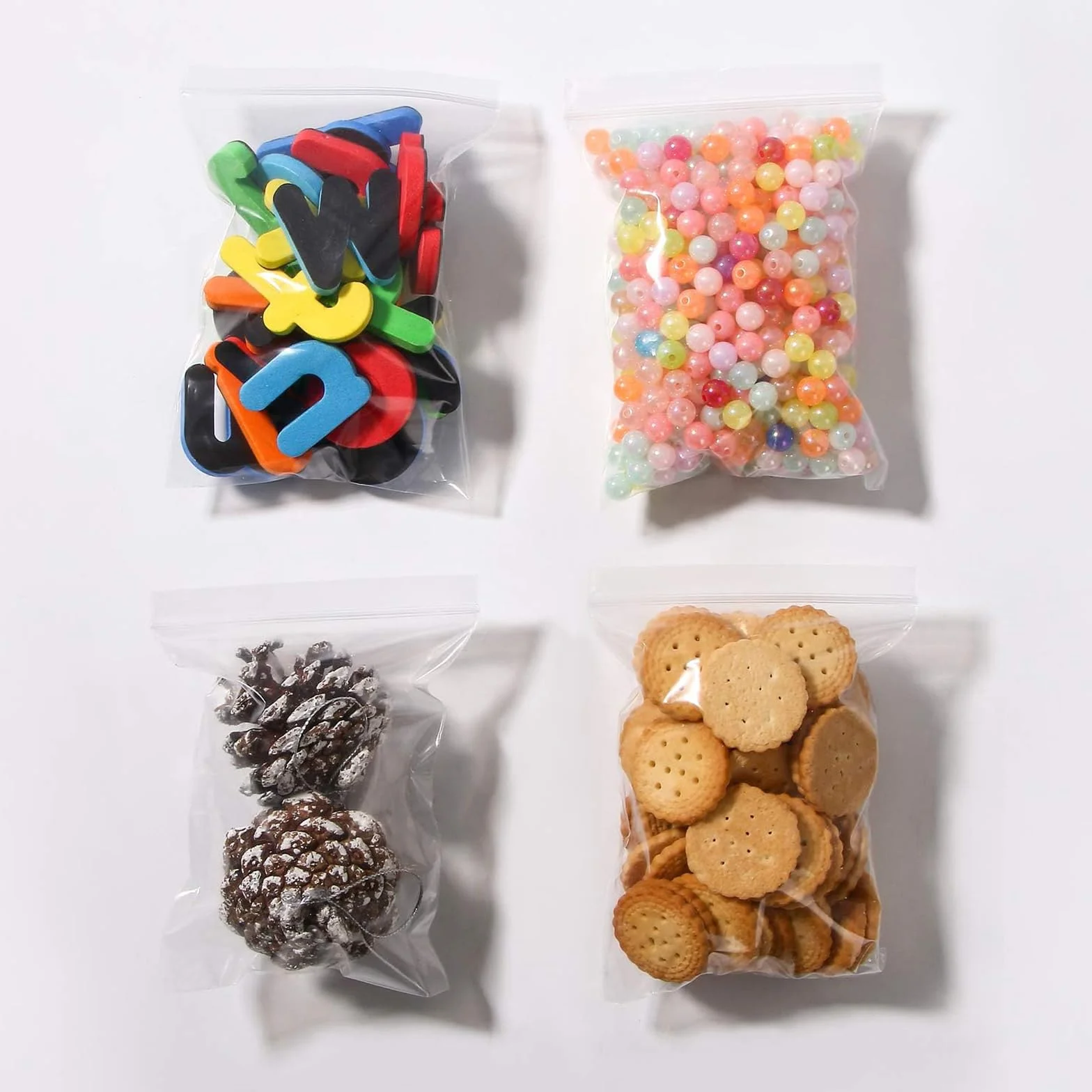 ACONDE 600 sztuk worków strunowych, 5 × 7 cm, małe torebki z zamkiem błyskawicznym, plastikowe woreczki z tworzywa sztucznego, wielokrotnego zamykania, przezroczyste torebki plastikowe z możliwością