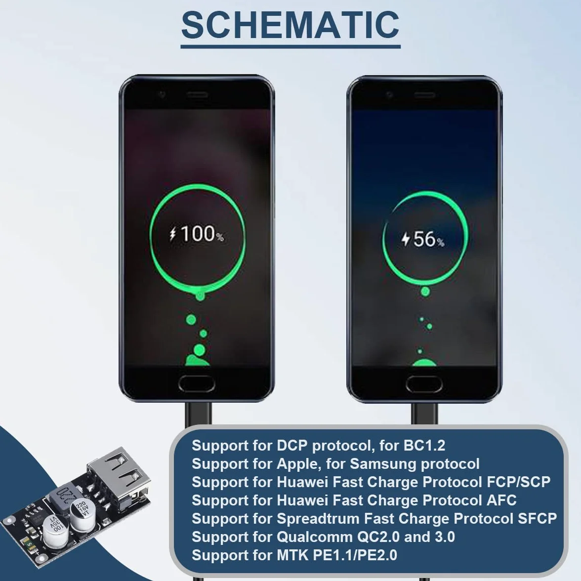 Moduł szybkiego ładowania USB QC3.0 QC2.0 DC-DC Buck Converter Step-Down 5V 3A 5 sztuk 24AWG