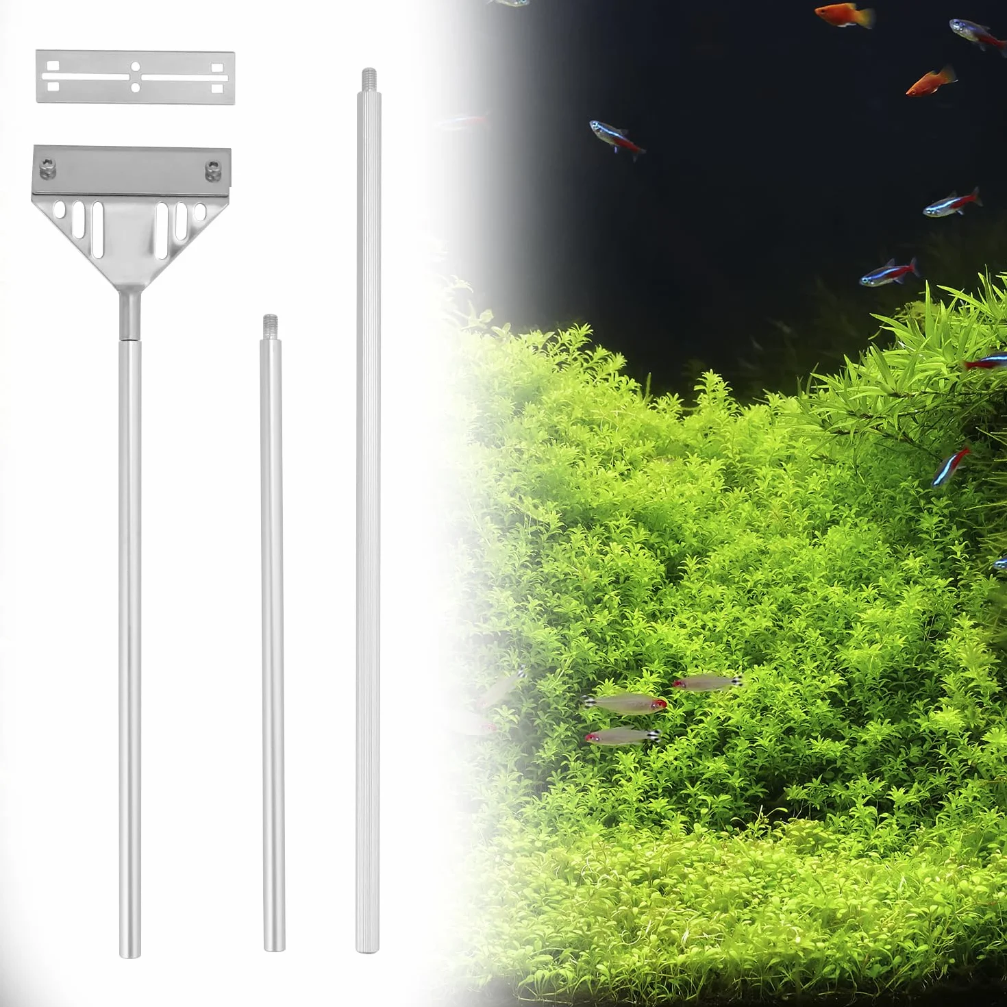 QWORK® 65 cm skrobaczka do alg ze stali nierdzewnej Środek do czyszczenia dysków akwariowych z 10 ostrzami, akcesoria do czyszczenia akwarium umożliwiające łatwe czyszczenie trudno dostępnych miejsc