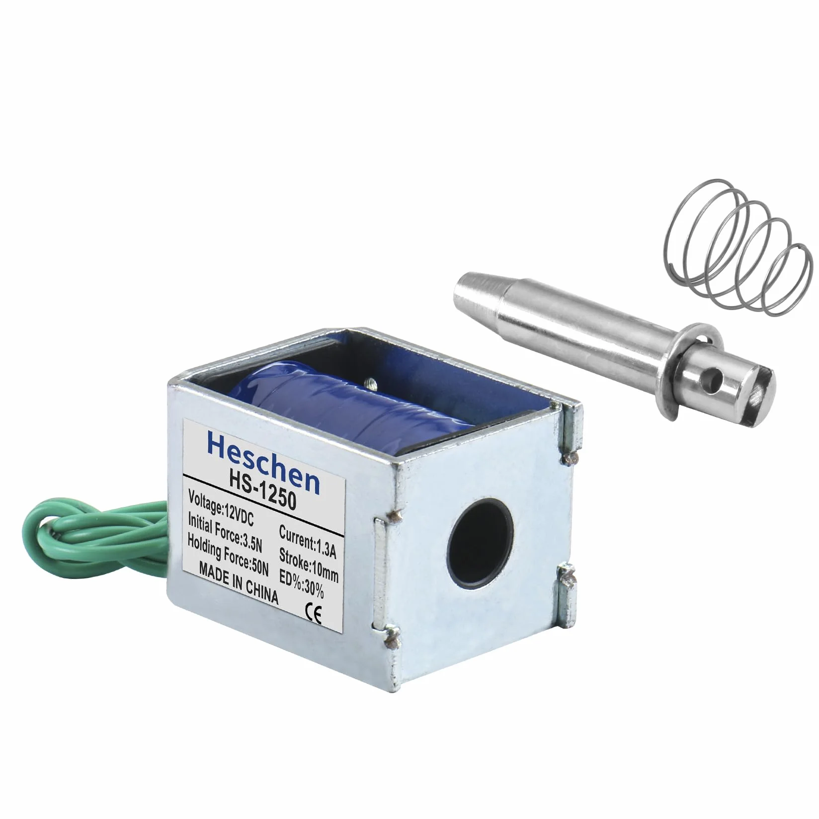 Hechen elektromagnes elektromagnetyczny, HS-1250, DC12V, 3,7A, 60N, skok 10mm, typu push pull, zamek do drzwi z otwartą ramą