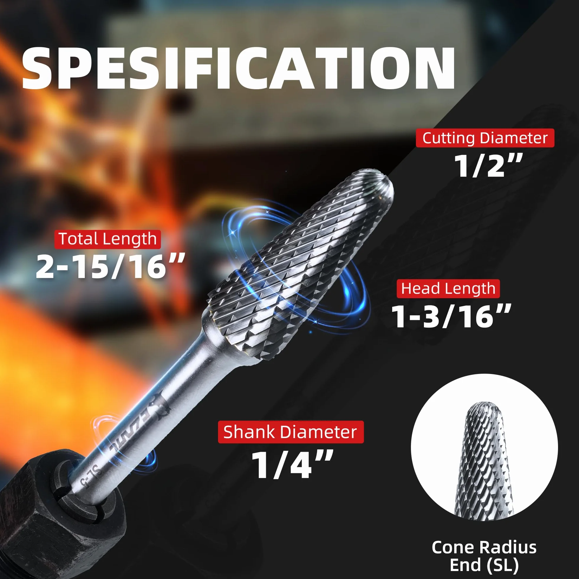 EZARC SL-5 frez tnący z twardego metalu 1/4 cala podwójne cięcie pilnik obrotowy