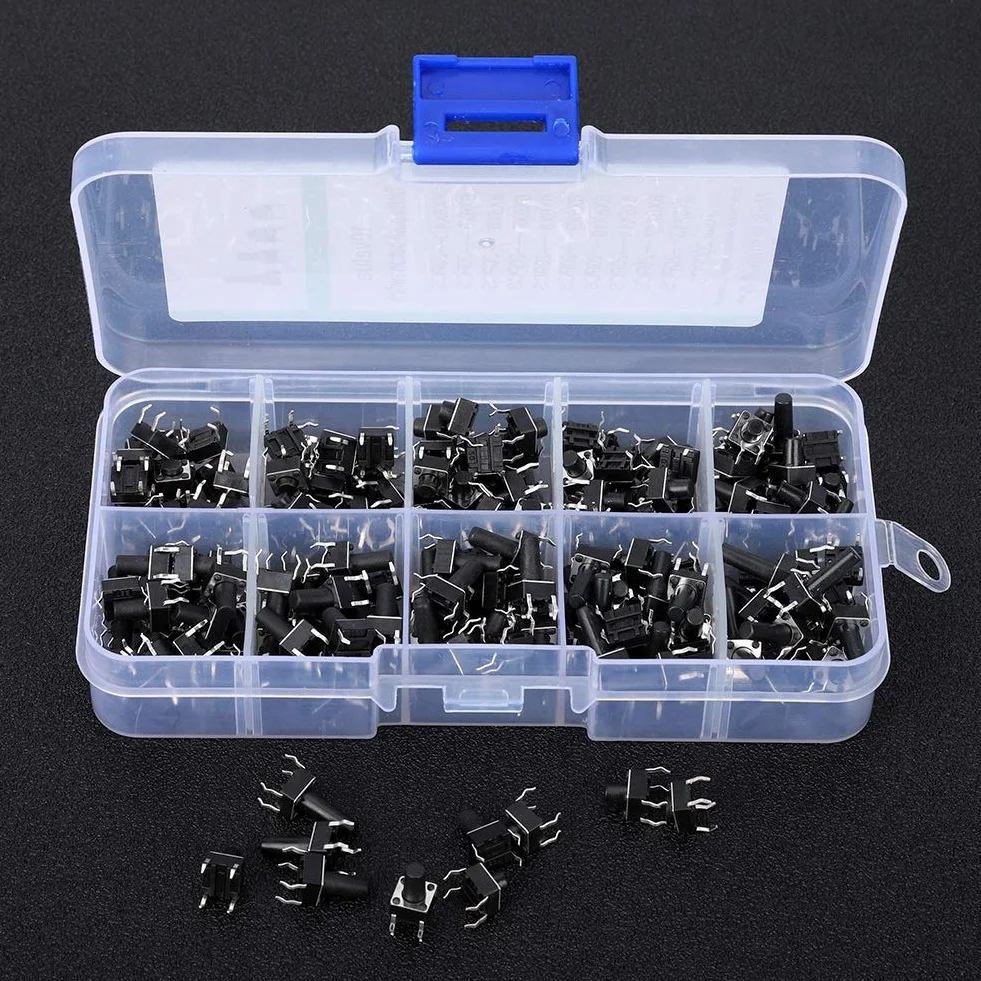 Tact Switch Kit 52 części przełączników dotykowych Micro-Momentary 10W zestaw akcesoriów przemysłowych