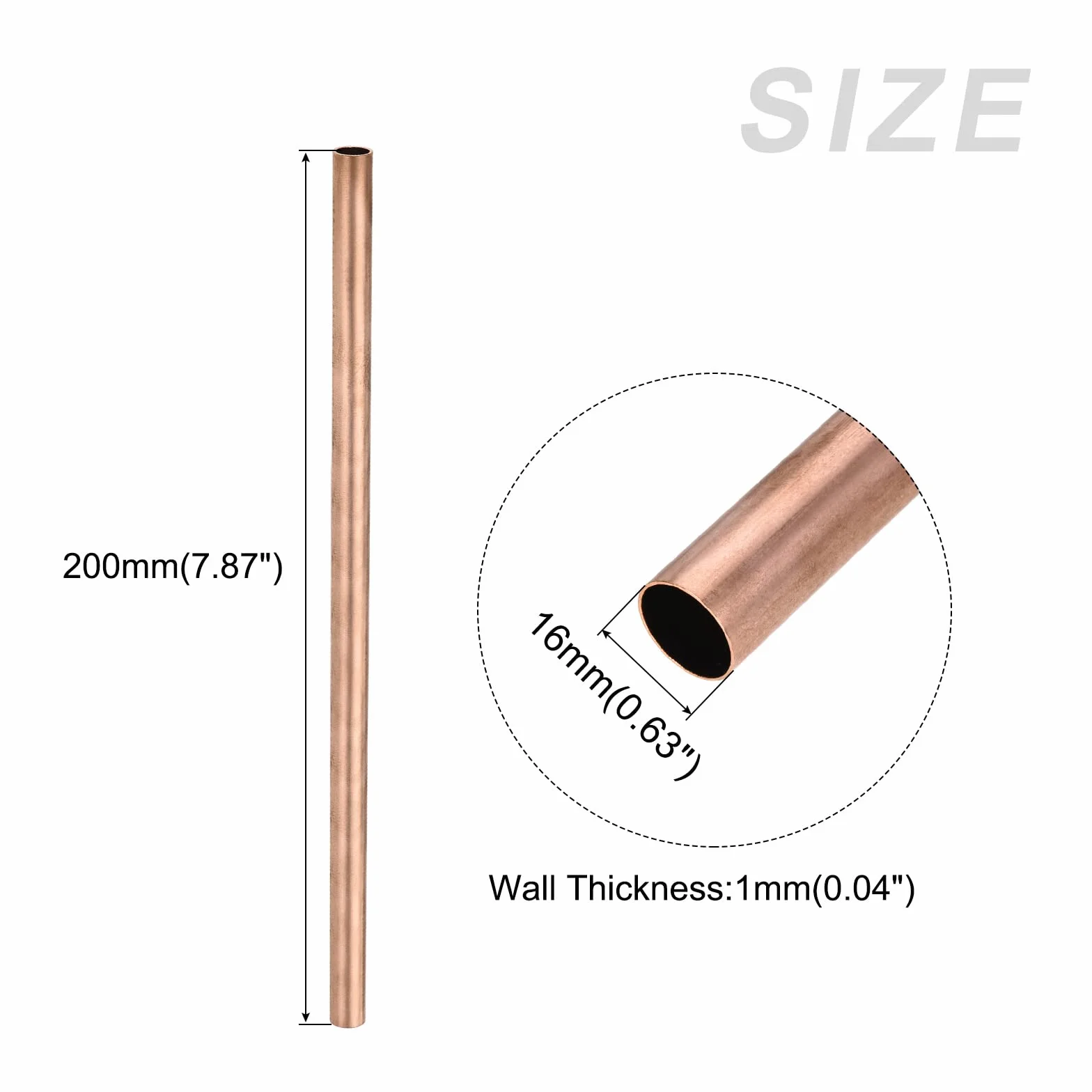 METALLIXITY Rura miedziana (16 mm ADx1 mm ściana gł. x 200 mm dł.), proste węże – do domu, urządzeń, maszyn, samodzielnego montażu, rzemiosła artystycznego