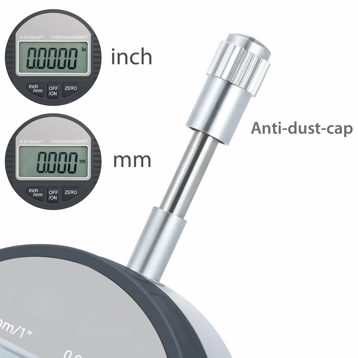 Cyfrowy wskaźnik zegarowy 0,001 mm / 0,00005 '' Neoteck DTI Dial Test Gauge Zakres 0-25,4 mm/1'' Cyfrowy wskaźnik sondy Wskaźniki testowe Elektroniczny wskaźnik