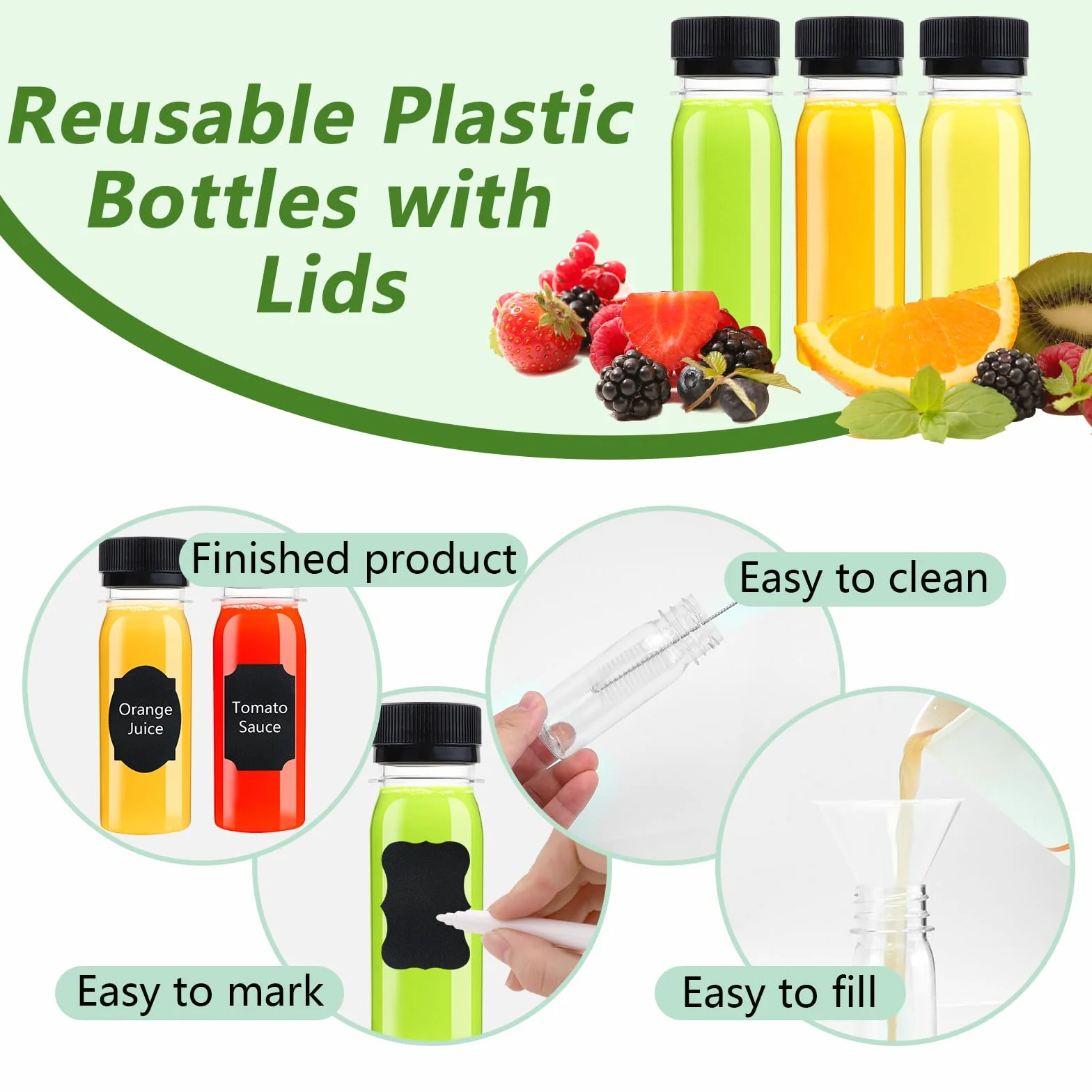 Zestaw 21 mini butelek do napełniania 60 ml, tworzywa sztucznego