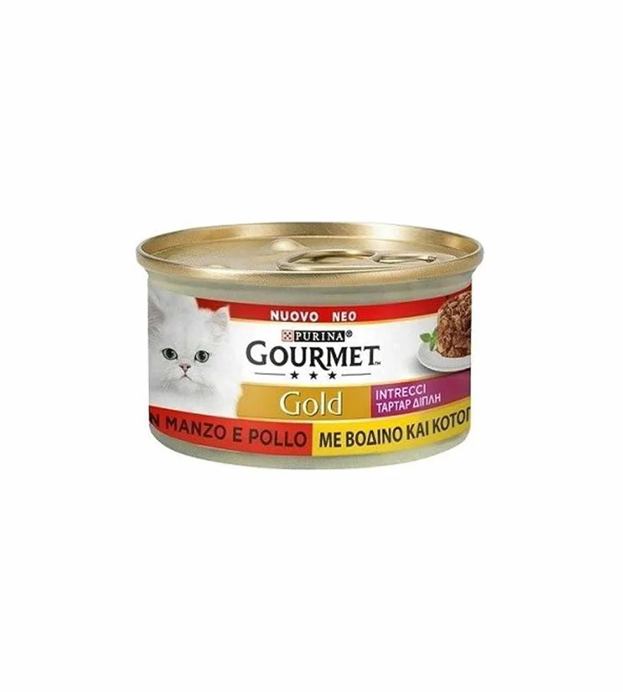 Gourmet Gold Miętki Gusto Mokra karma dla kotów z kurczakiem i wołowiną, 85 g