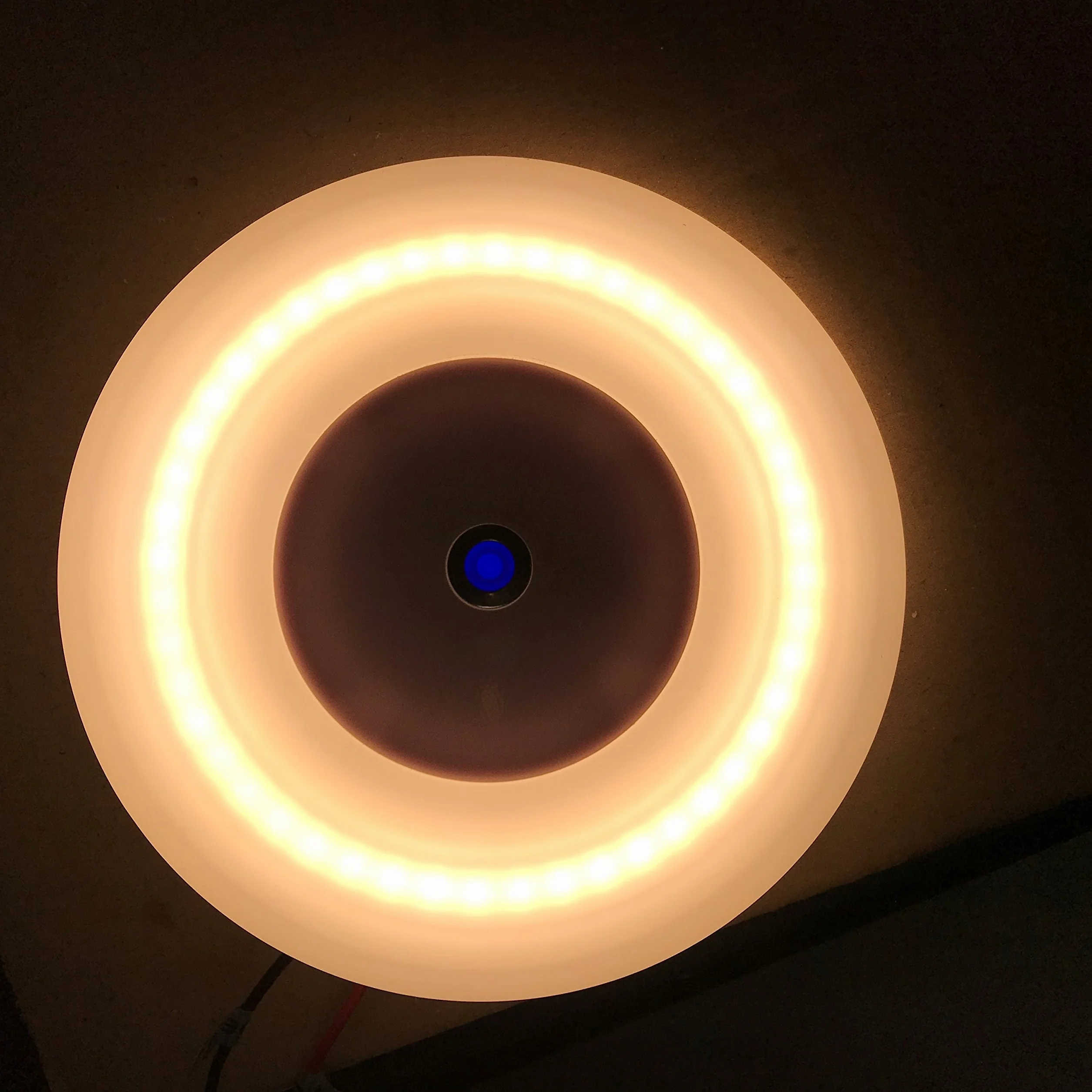 lighteu, 12 V, 7 W (12 x 12 x 1 cm), dwa kolory (ciepła biel/niebieska), lampa sufitowa LED z przełącznikiem nut i dotykowym ściemniaczem do łodzi, jachtu i przyczep kempingowych, kamperów