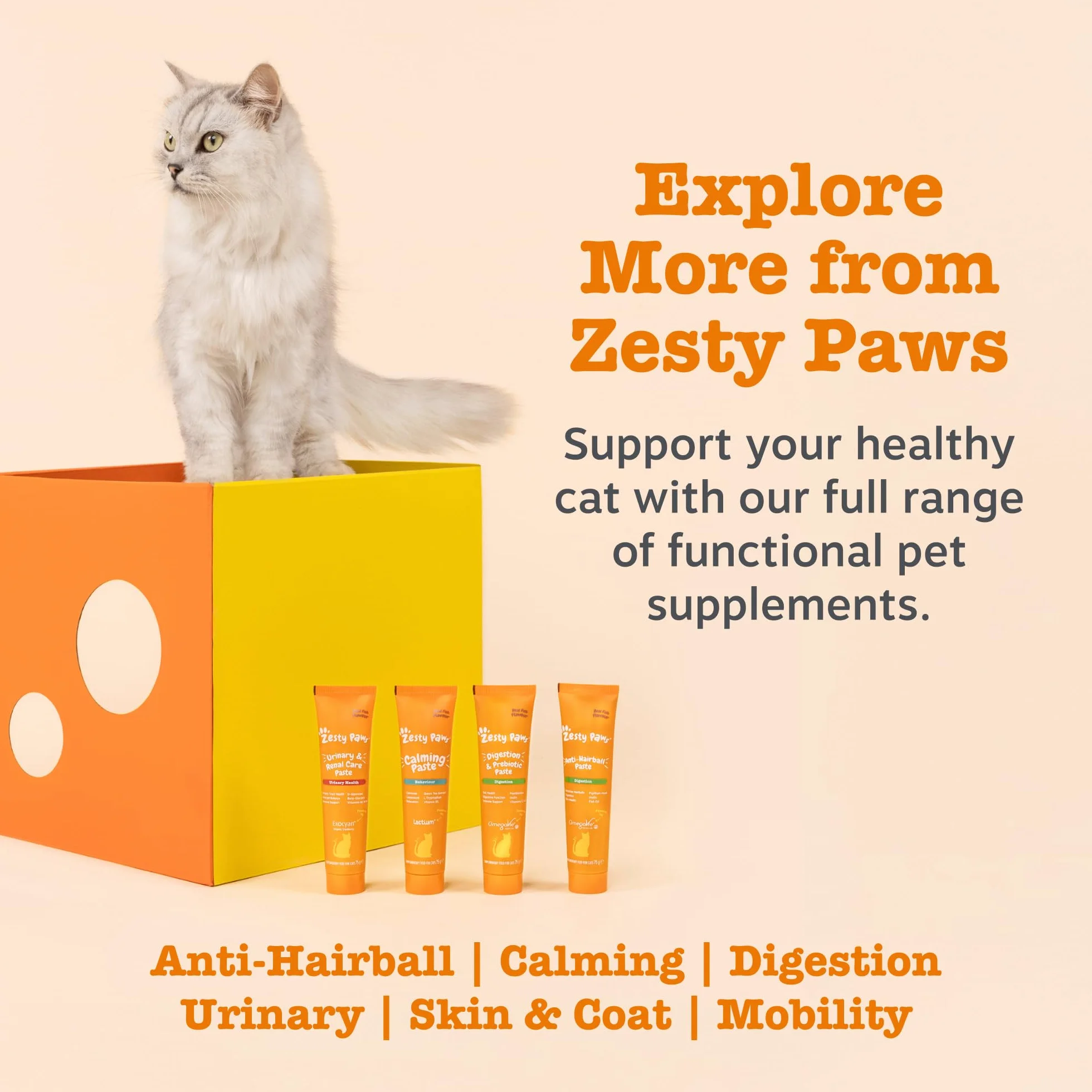 Zesty Paws Pasta uspokajająca dla kotów | spokój | relaks | pomaga kotom czuć się komfortowo | lakt | wyciąg z zielonej herbaty L-teanina | L-tryptofan | witamina B1 | prawdziwy rybny smak | 75 g