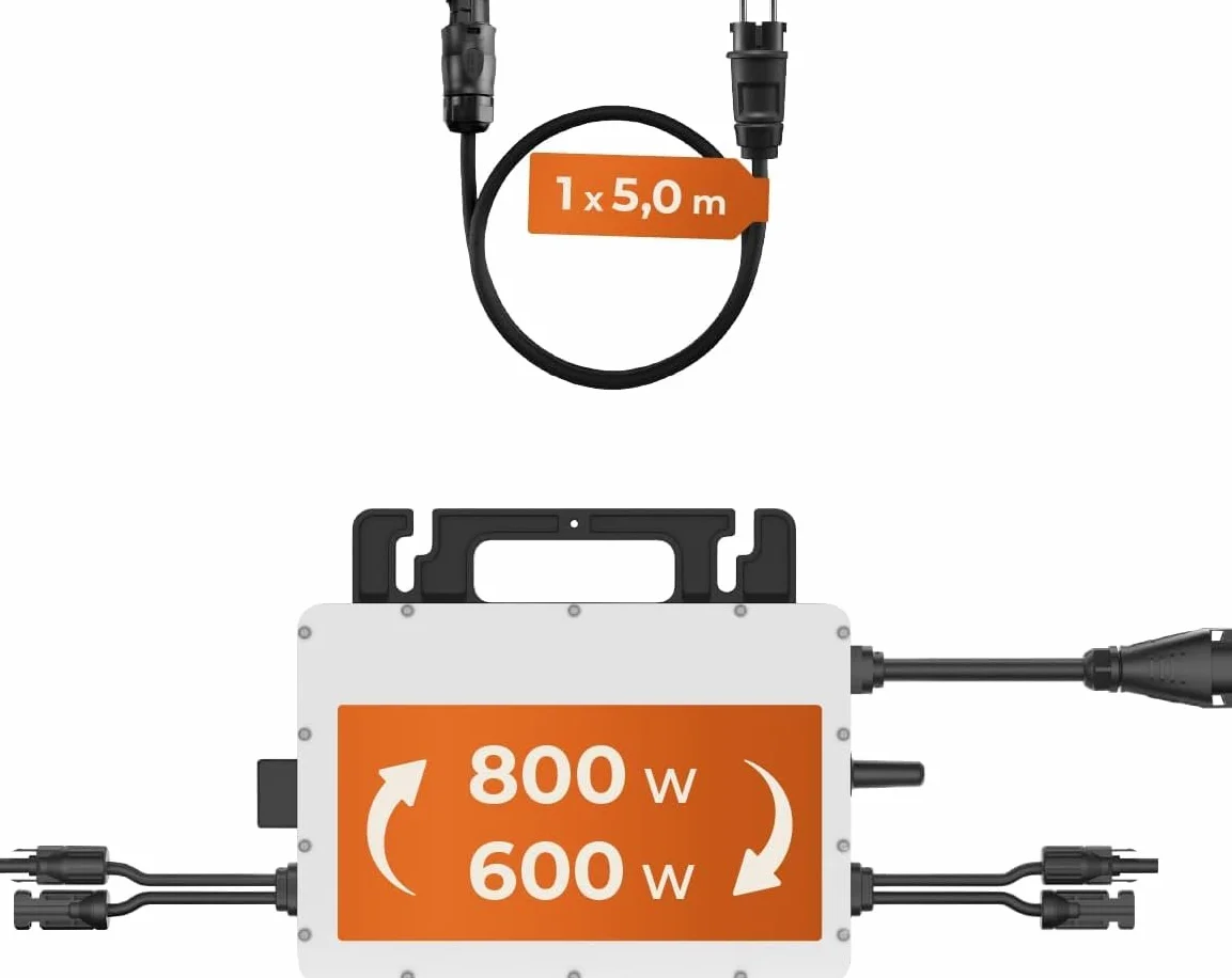 Hoymiles HMS-800W-2T prostownik mikrofalowy z wbudowanym WiFi do elektrowni balkonowej (sterowanie: 0% zgodnie z § 12 ust. 3 UStG)
