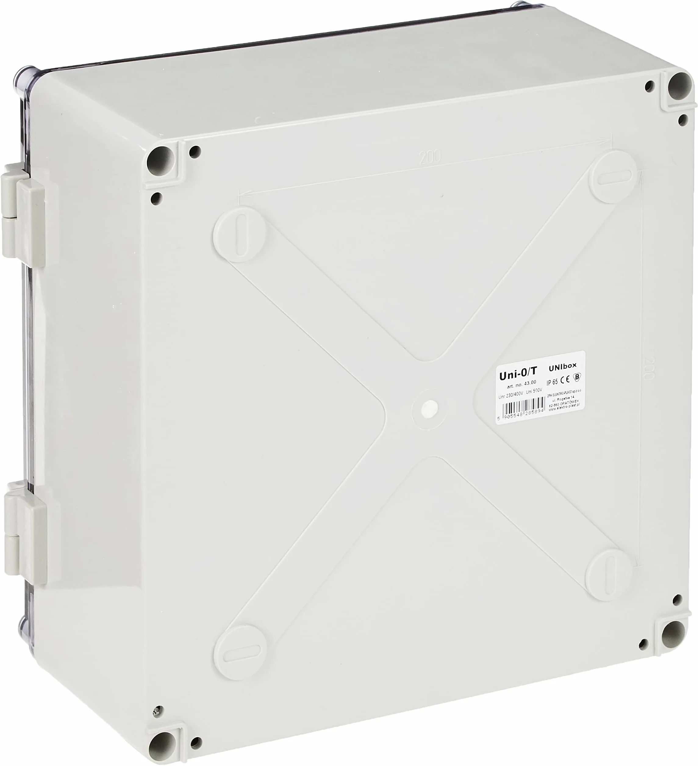 ELEKTRO-PLAST Szafa sterownicza z zamkiem UNI-0/T 300 x 300 x 160 mm szafa rozdzielcza obudowa przemysłowa pusta obudowa sterownicza, biała