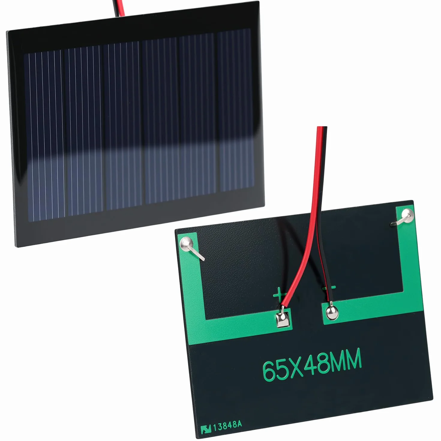 QWORK Zestaw 6 paneli słonecznych Micro Mini 3 V 0,3 W 80 mA z kablem 15 cm, 65 x 48 mm - kompaktowy i wydajny do projektów DIY i elektroniki