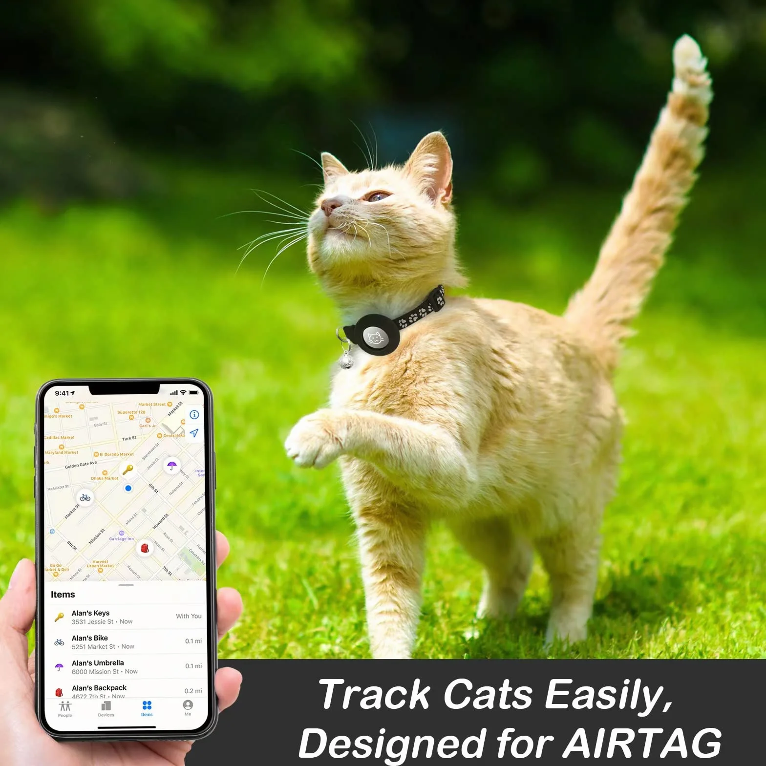 2-pak obroża dla kota Airtag z dzwonkiem, odblaskowa obroża dla kociąt z uchwytem na Apple Airtag, regulowana 18–30 cm, klamra bezpieczeństwa dla kotów (samców i samic), artykuły dla zwierząt domowych