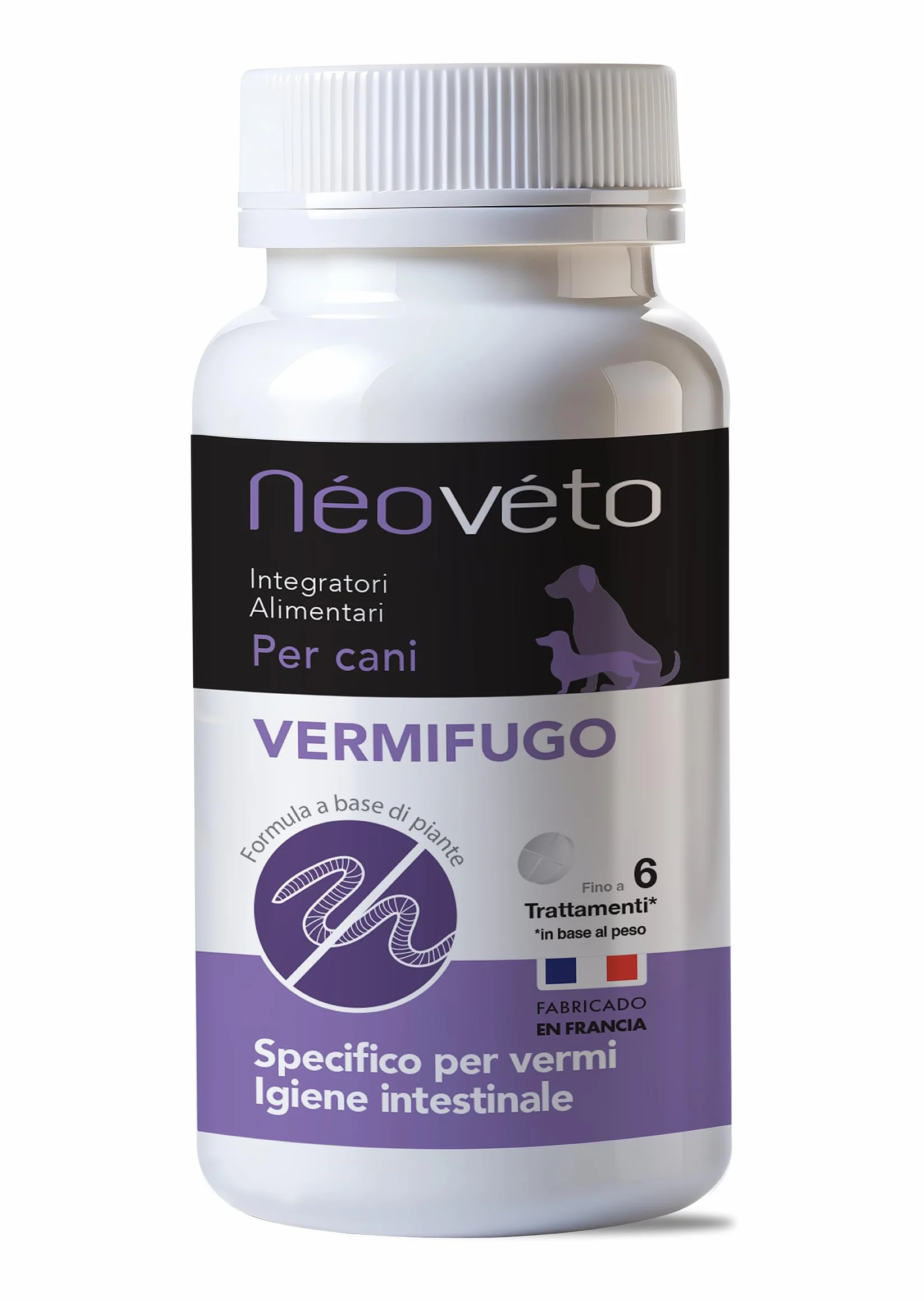 NEOVÉTO Vermipurge - Odrobacz dla psów w naturalnych tabletkach - substancje czynne zatwierdzone przez francuskie służby weterynaryjne - wyprodukowano we Francji, łatwe w podawaniu - 15 apetycznych