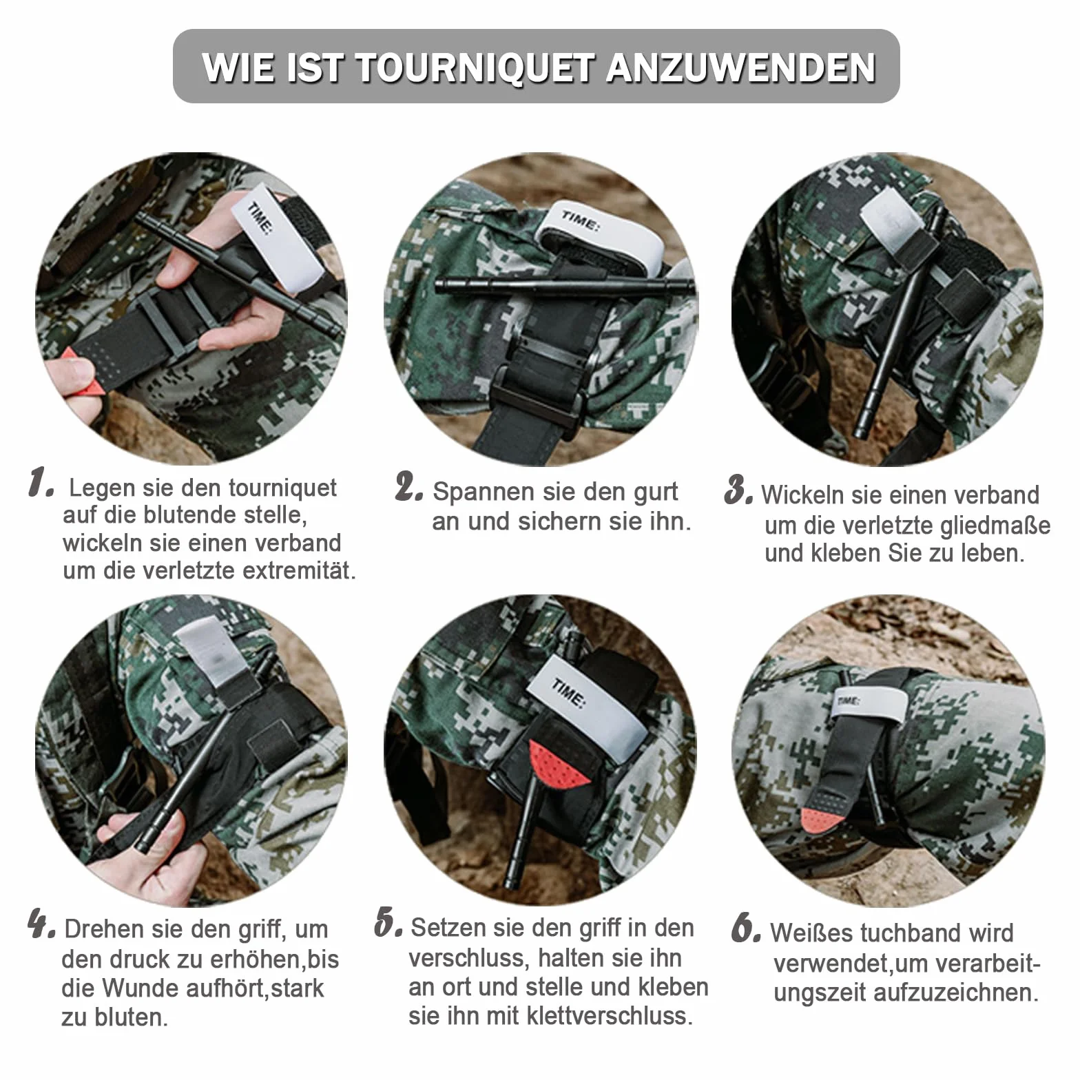 Opaska zaciskowa, awaryjna opaska uciskowa do aktywności na świeżym powietrzu, pierwsza pomoc, taktyczna kontrola krwawienia, obsługa jedną ręką (4)