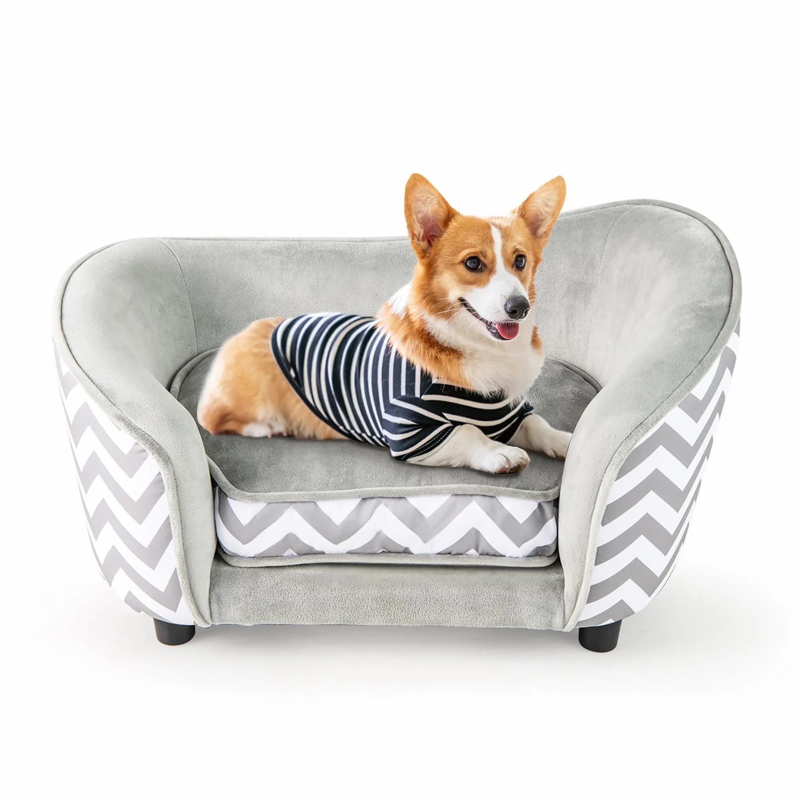 COSTWAY Legowisko dla kota, mała sofa dla psa, 70 x 41 x 40 cm, sofa dla kota z miękką, wyściełaną poduszką i poszewką nadającą się do prania, sofa dla małych psów, kotów, kanapa dla kotów do 50 kg
