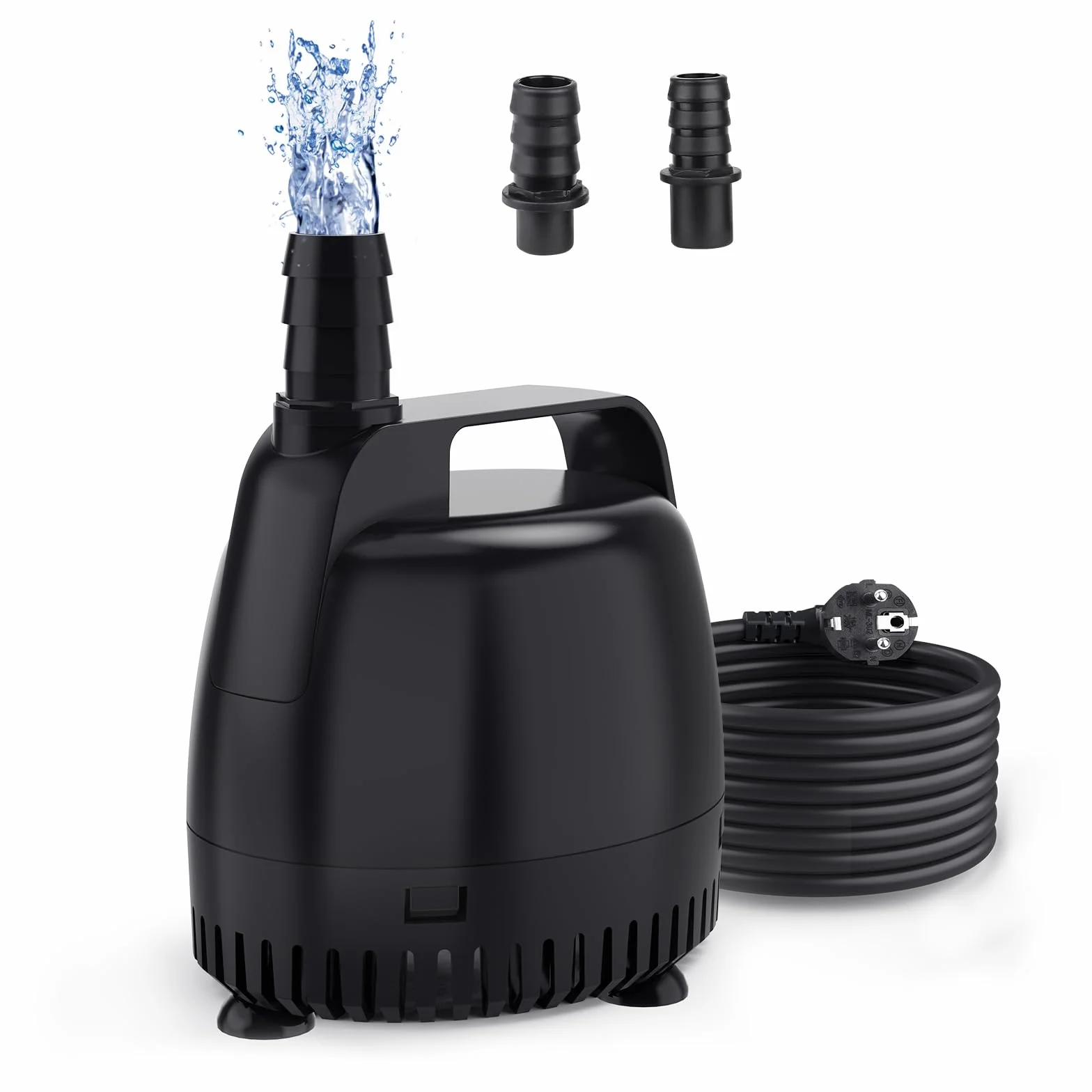 hygger Pompa wodna do akwarium, 2500 l/h, pompa wodna do fontanny, stawu, hydroponiki, statuetek, wodospadu, 45 W, pompa głębinowa z 2 dyszami