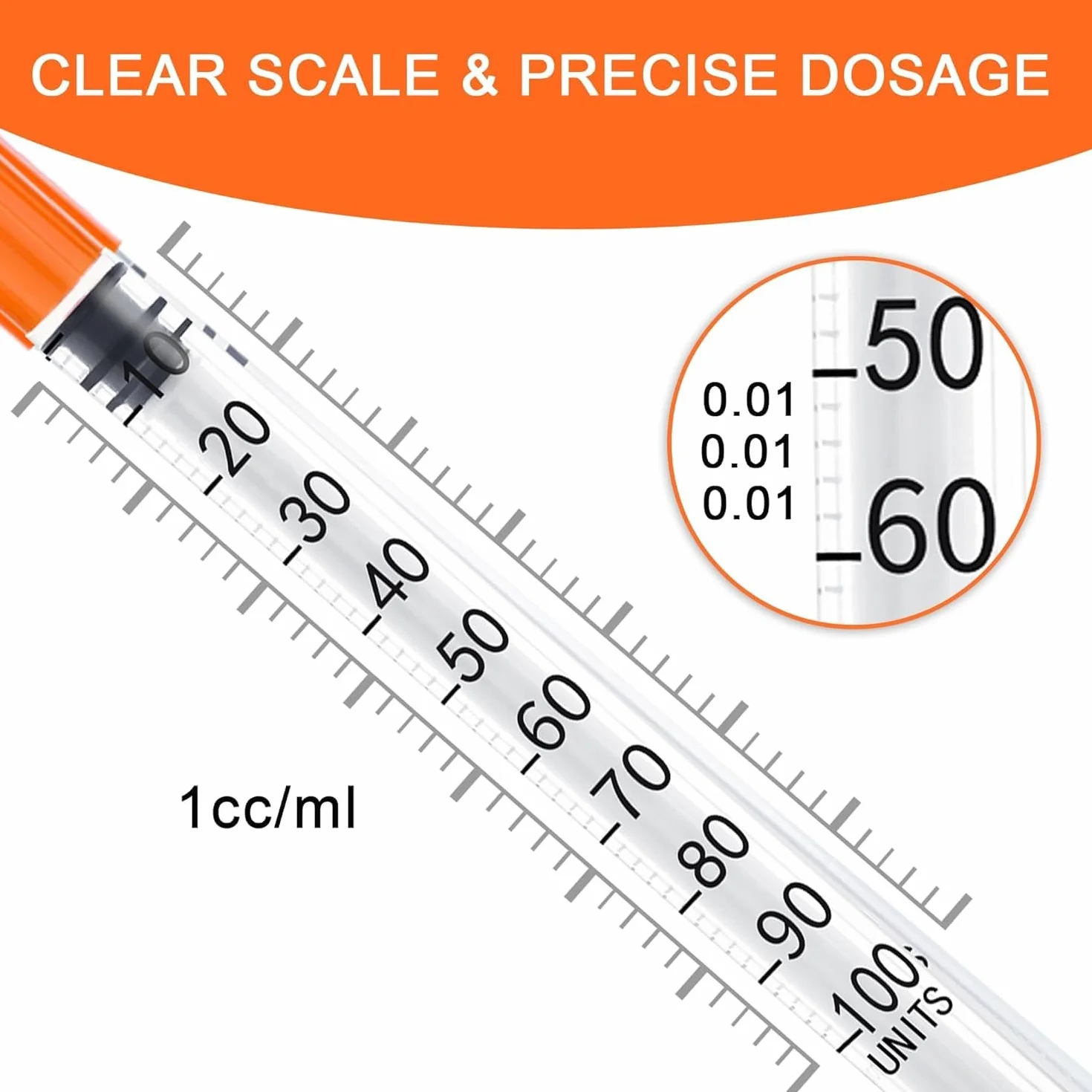 100 sztuk 31 g x 8 mm narzędzia pomiarowe do wielokrotnego użytku 1 ml/cc plastikowa rurka, pojedynczo owinięta
