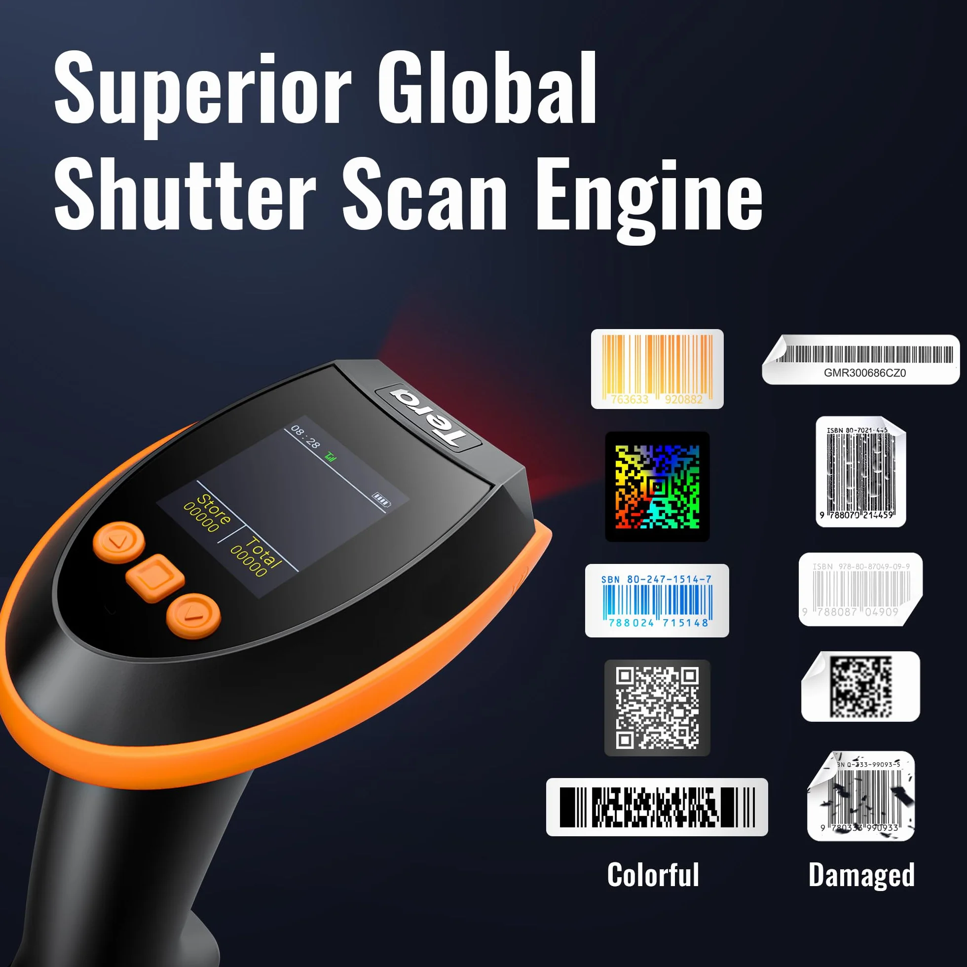 Tera Skaner kodów kreskowych 1D 2D QR Bluetooth 2.4G bezprzewodowy USB