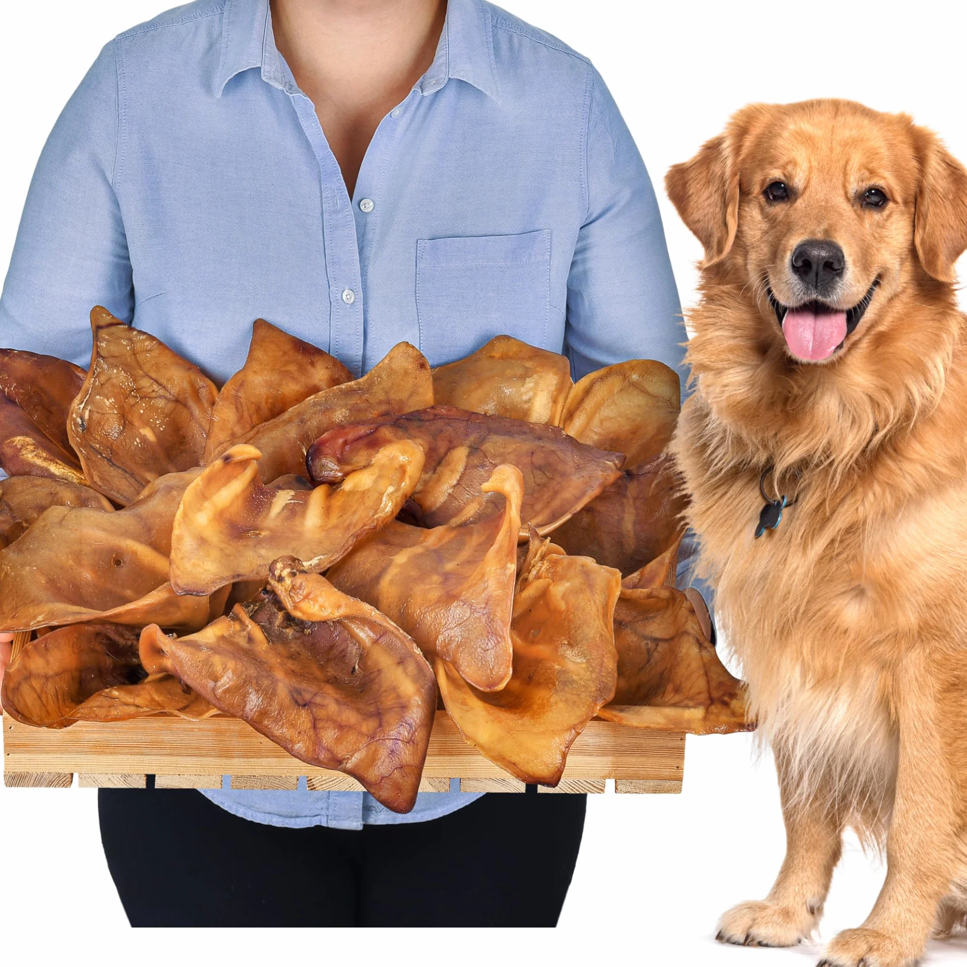 Uszy świni dla psów, 20 sztuk, rozmiar XL, 1,2 kg, całe suszone uszy wieprzowe artykuły do żucia, w 100% naturalne, długotrwała przyjemność z żucia, bez zbóż, idealne dla małych i dużych psów