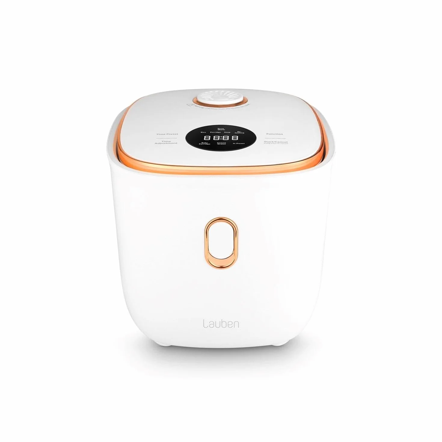 Lauben Wielofunkcyjna kuchenka ryżowa 1200WR Rose Gold Edition, moc 300 W, pojemność 1,2 l, wyświetlacz cyfrowy, 6 programów, ręczne ustawienie czasu, pojemnik z powierzchnią zapobiegającą