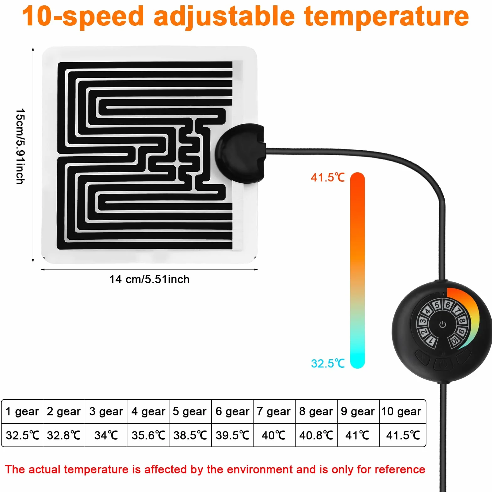 HENGBIRD Mata grzewcza do terrarium z 10-stopniowym regulatorem temperatury, mata grzewcza dla gadów, poduszka grzewcza dla żółwi, jaszczurek, węży, gekonów, pająków, gąsienic 5 W, 15 x 14 cm