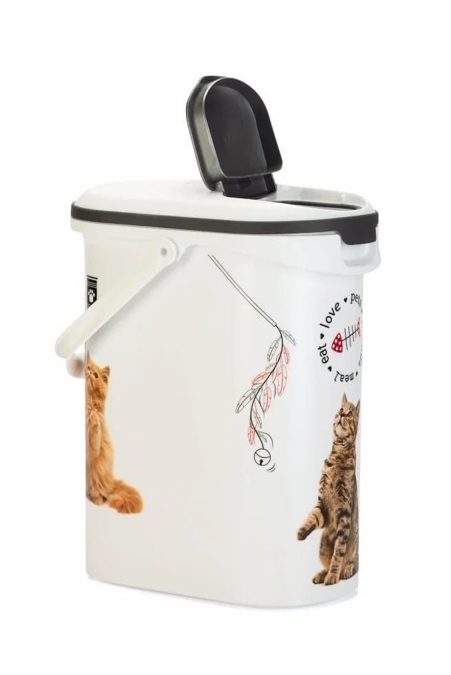 Curver Pojemnik na karmę 4 kg I 10 l, biały/szary/Love Pets koty, 1 sztuka (1 opakowanie), 241098