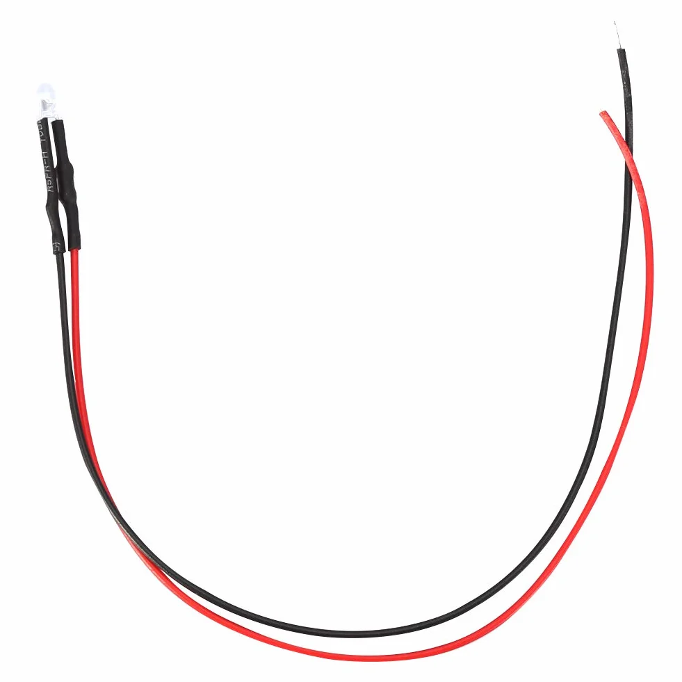 10 sztuk Czerwona Dioda LED 3mm 12V 0,06W z Przewodem 20cm Do Montażu i Naprawy w Zabawkach Samochodowych dla Dzieci