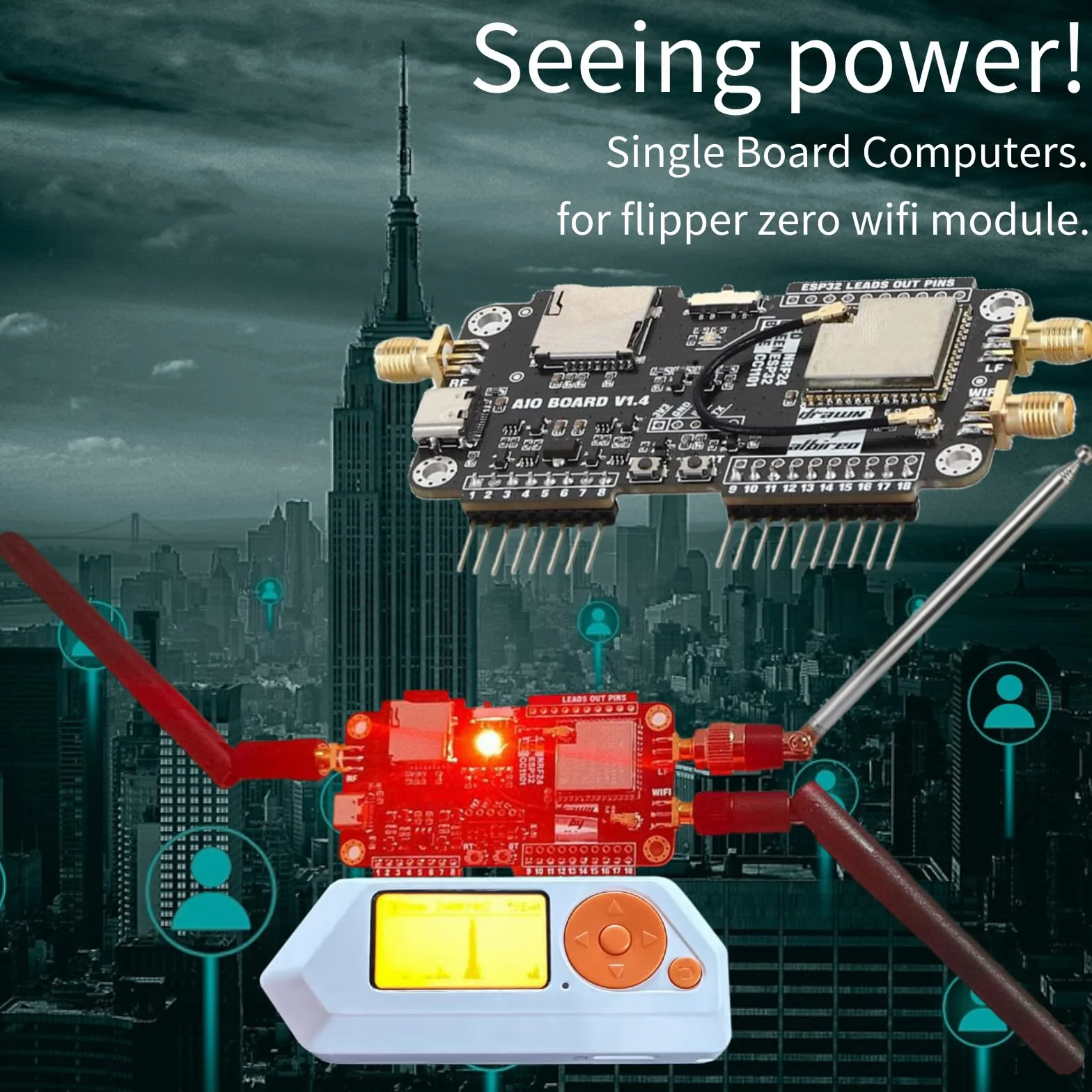 Flipper Zero moduł WiFi 2,4/5 GHz CC1101 NEF Sniffer Mousejacker płyta rozszerzeń
