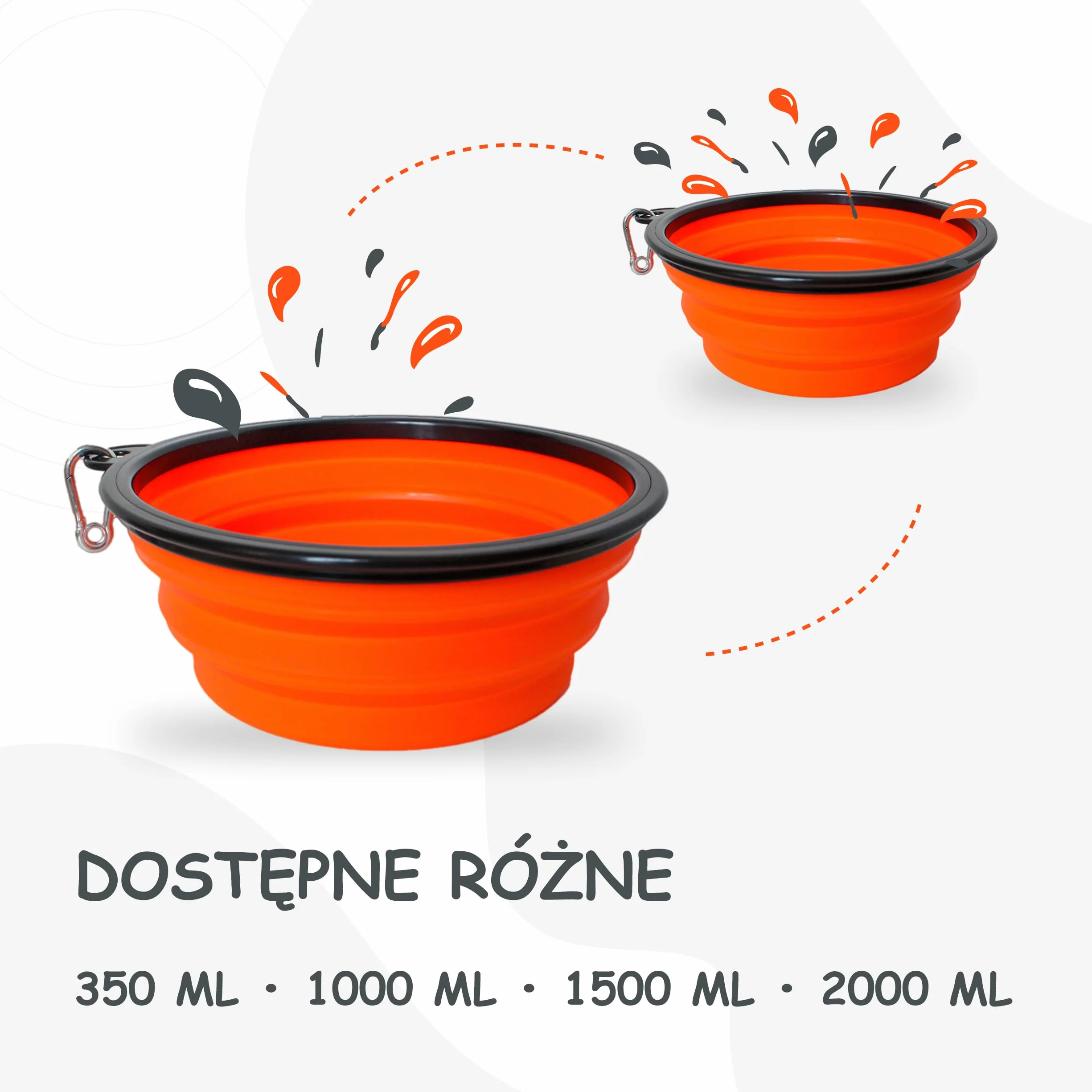 Miska dla psa składana w podróży [oryginalna] miska na karmę dla psa, idealna na co dzień, miska na wodę 350 ml, miska do picia dla psa, miska podróżna, miska na jedzenie (350 ml,