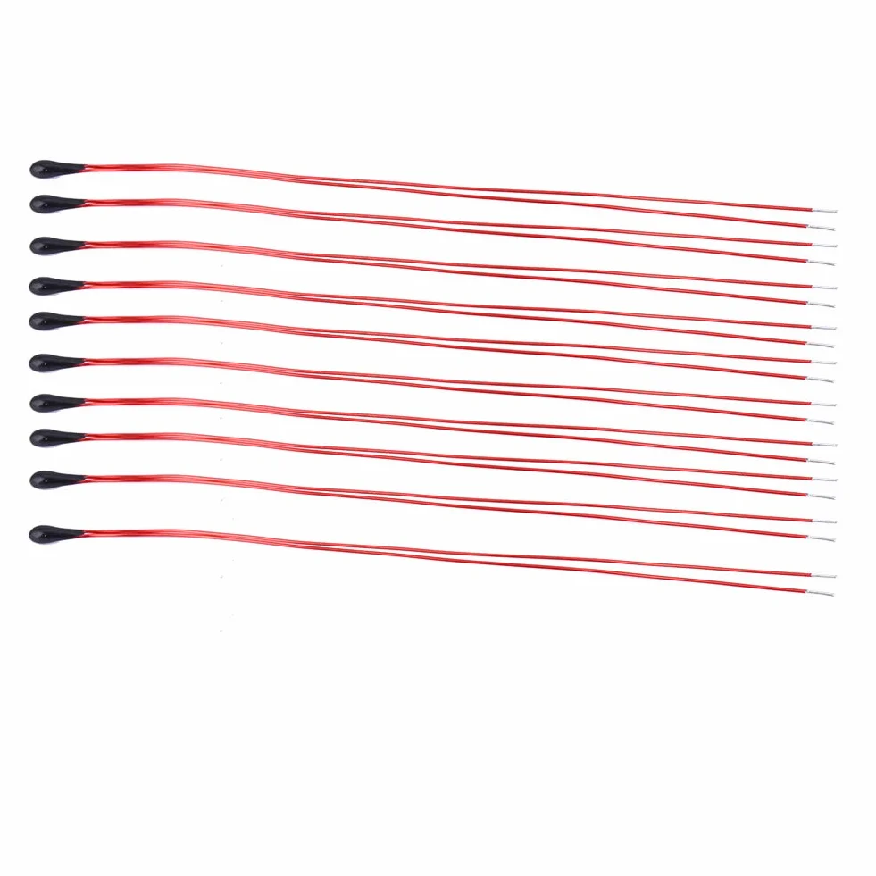 10 sztuk 1 K/5 K/10 K Ohm MF52B rezystory termistorowe o wysokiej czułości z 60mm emaliowanym przewodowym czujnikiem temperatury (10 K)