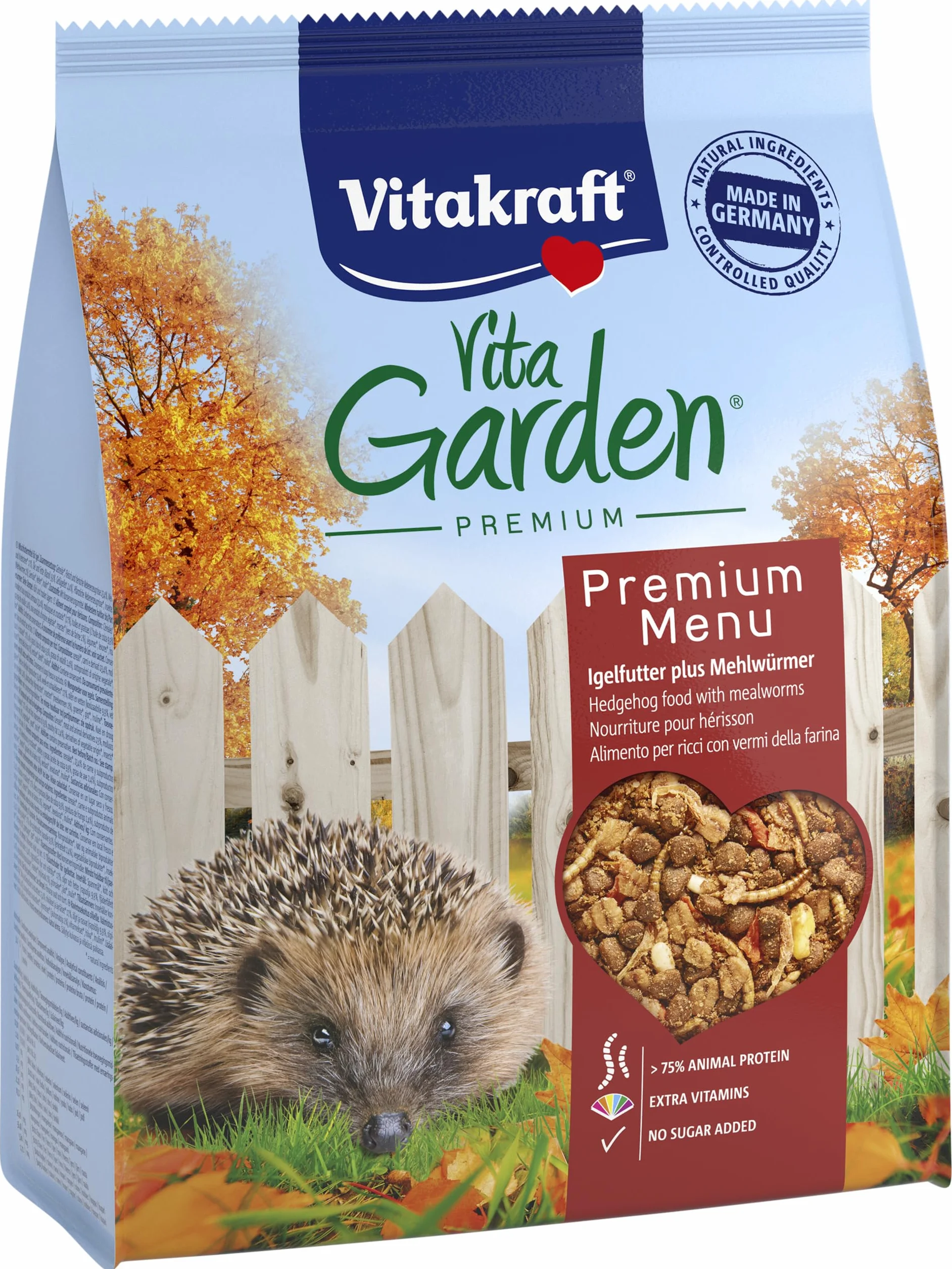 Vitakraft Vita Garden Sucha karma dla jeży, dla jeży potrzebujących pomocy, z owadami, wysoka zawartość białka (1 x 2,5 kg)